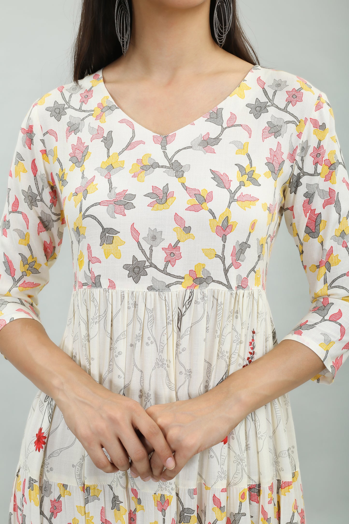 VAPPS Rayon Floral Print Gown Dress - Red