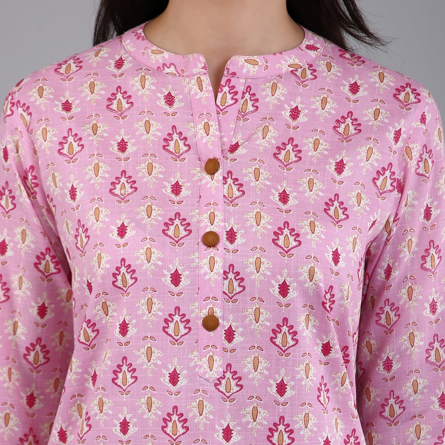 VAPPS Women's Cotton Printed A Line Kurta for Women and Girls - Pink