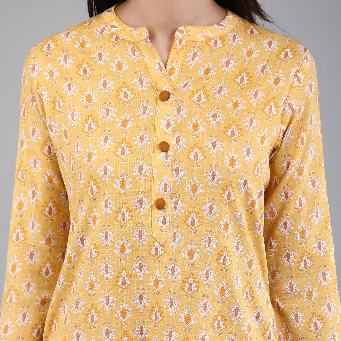 VAPPS Women's Cotton Printed A Line Kurta for Women and Girls - Yellow