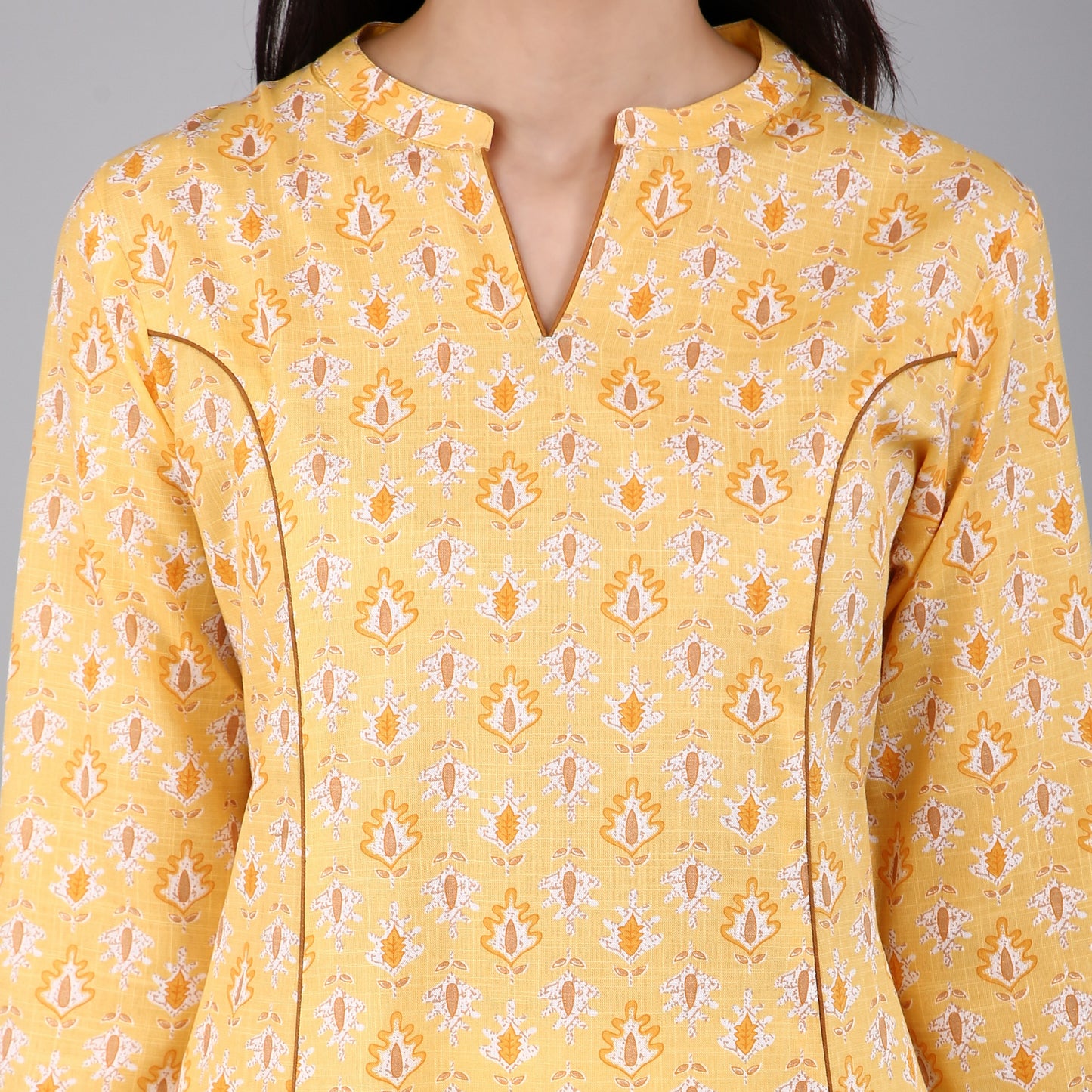 VAPPS Women's Cotton Printed A Line Kurta for Women and Girls -S2 - Yellow