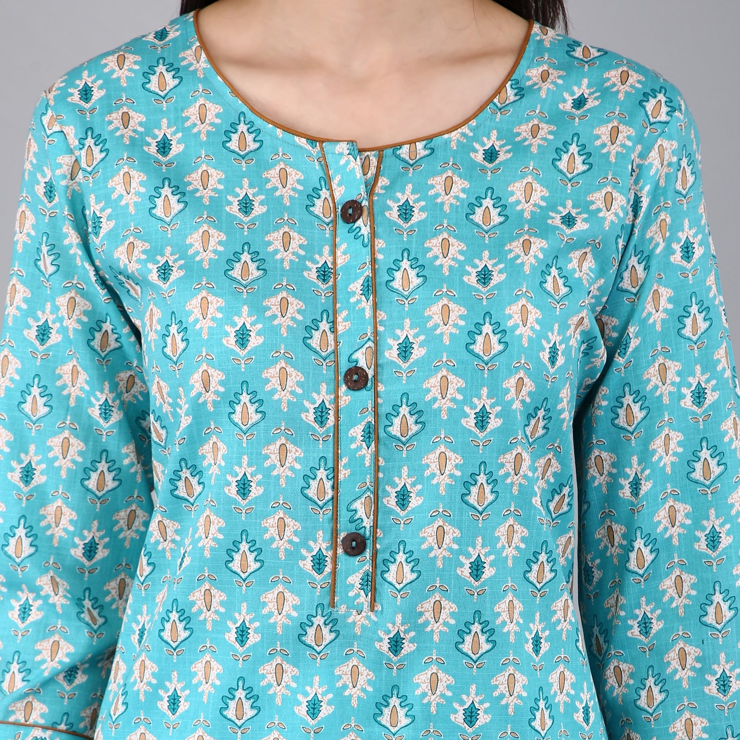 VAPPS Women's Cotton Printed A Line Kurta for Women and Girls -S3 - Blue