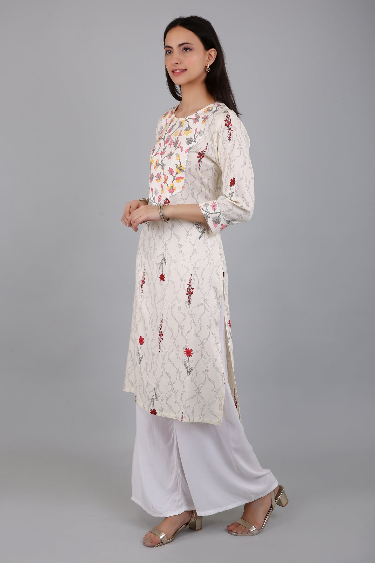 VAPPS Rayon Floral Printed A Line Kurta for Women and Girls -Red