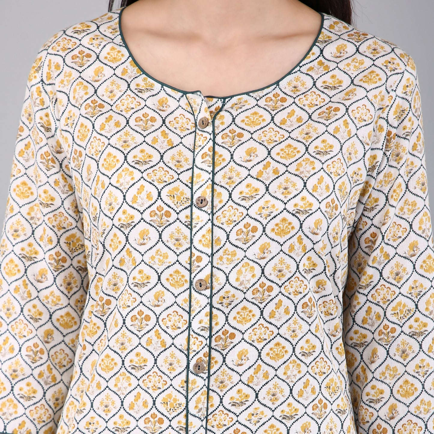 VAPPS Cotton A Line Printed Kurta for Women and Girls - Yellow