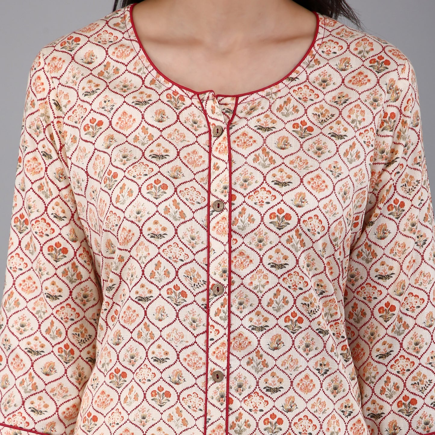 VAPPS Cotton A Line Printed Kurta pro ženy a dívky - červená