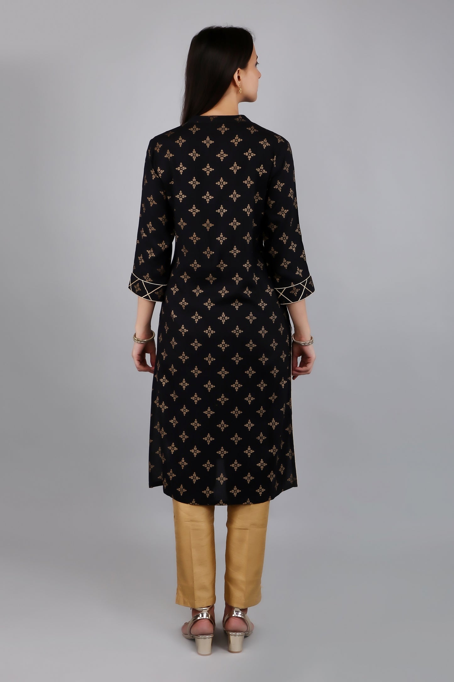 VAPPS Rayon Printed A Line Kurta for Women and Girls -Black