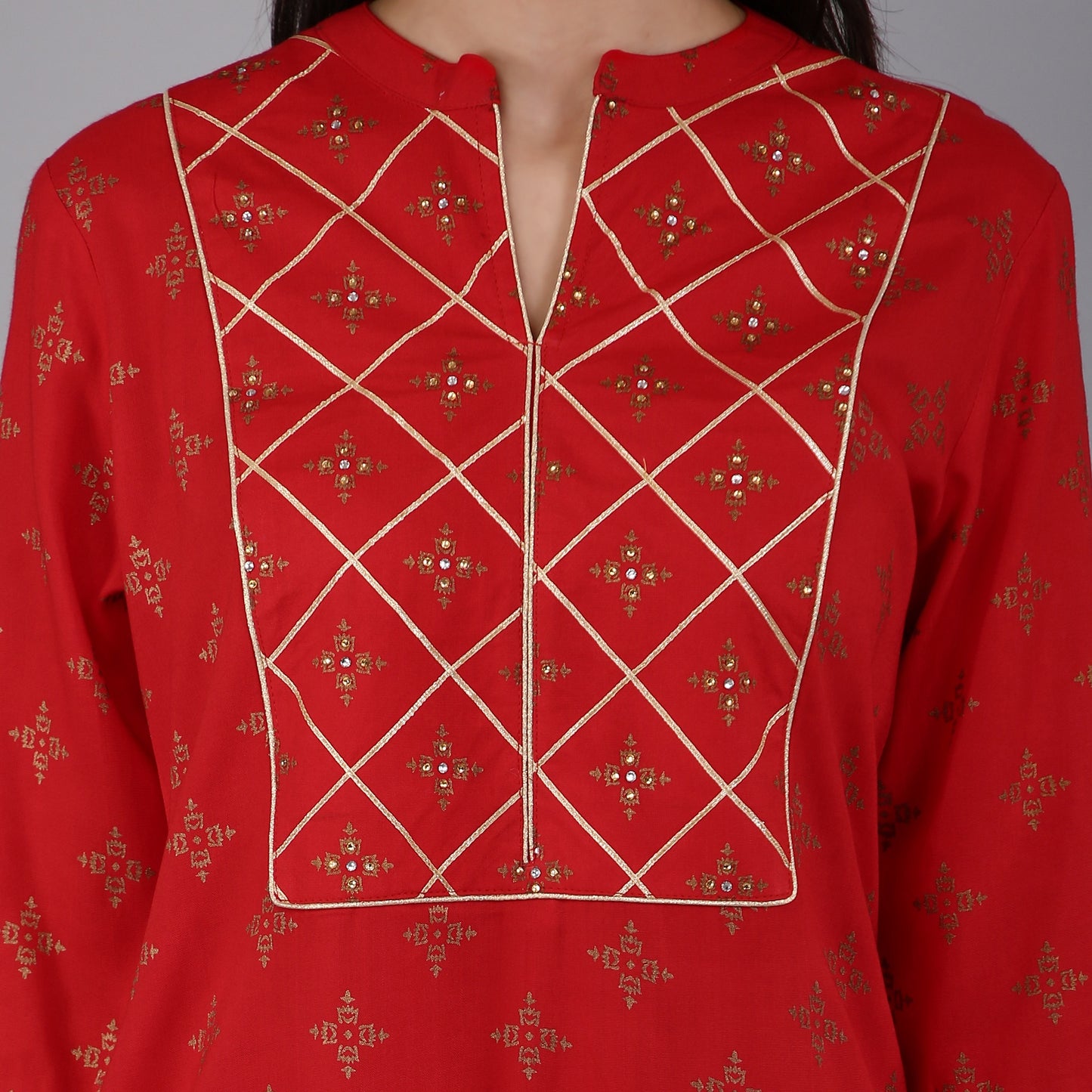 VAPPS Rayon Printed A Line Kurta for Women and Girls -Red