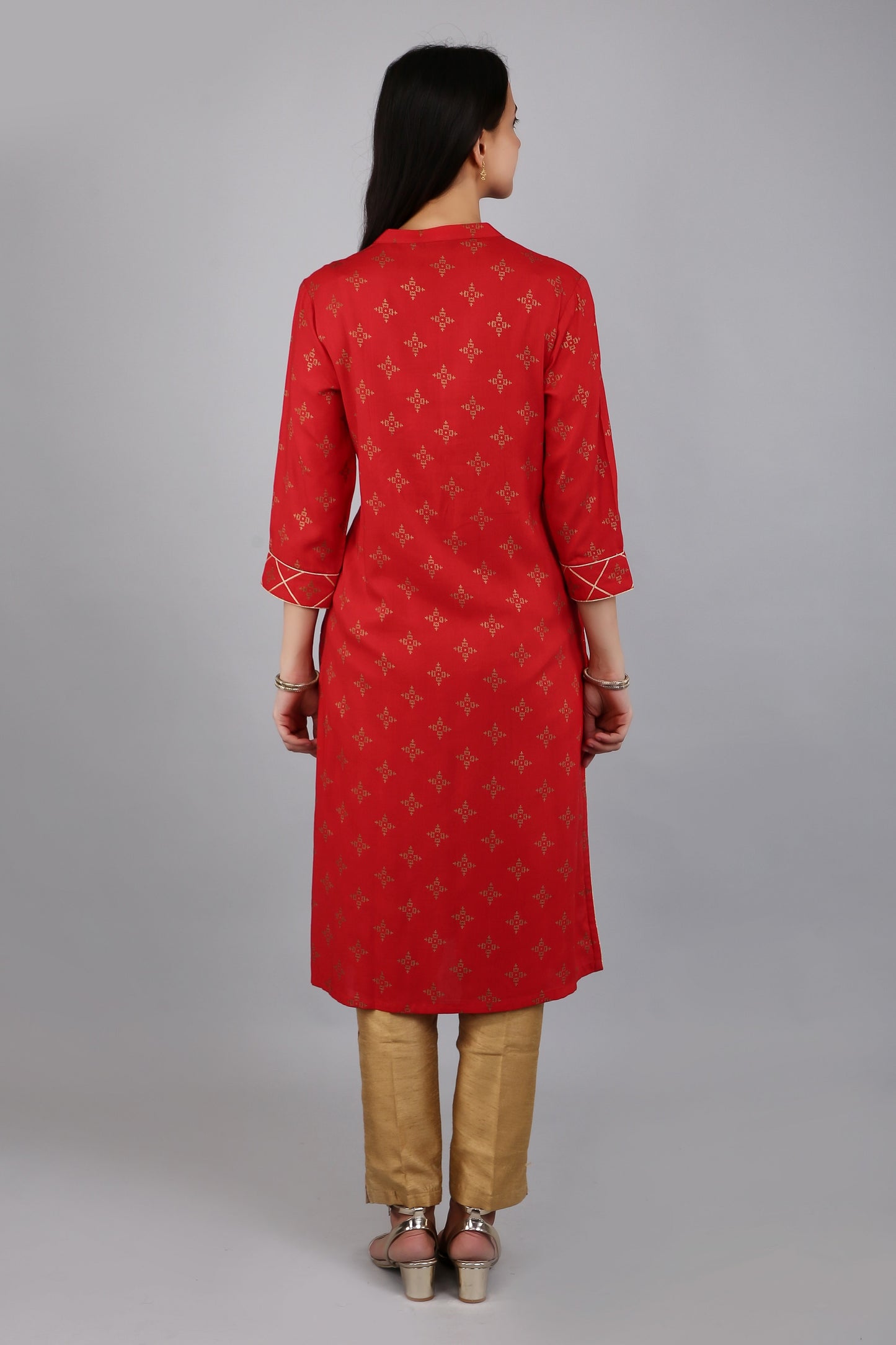 VAPPS Rayon Printed A Line Kurta for Women and Girls -Red