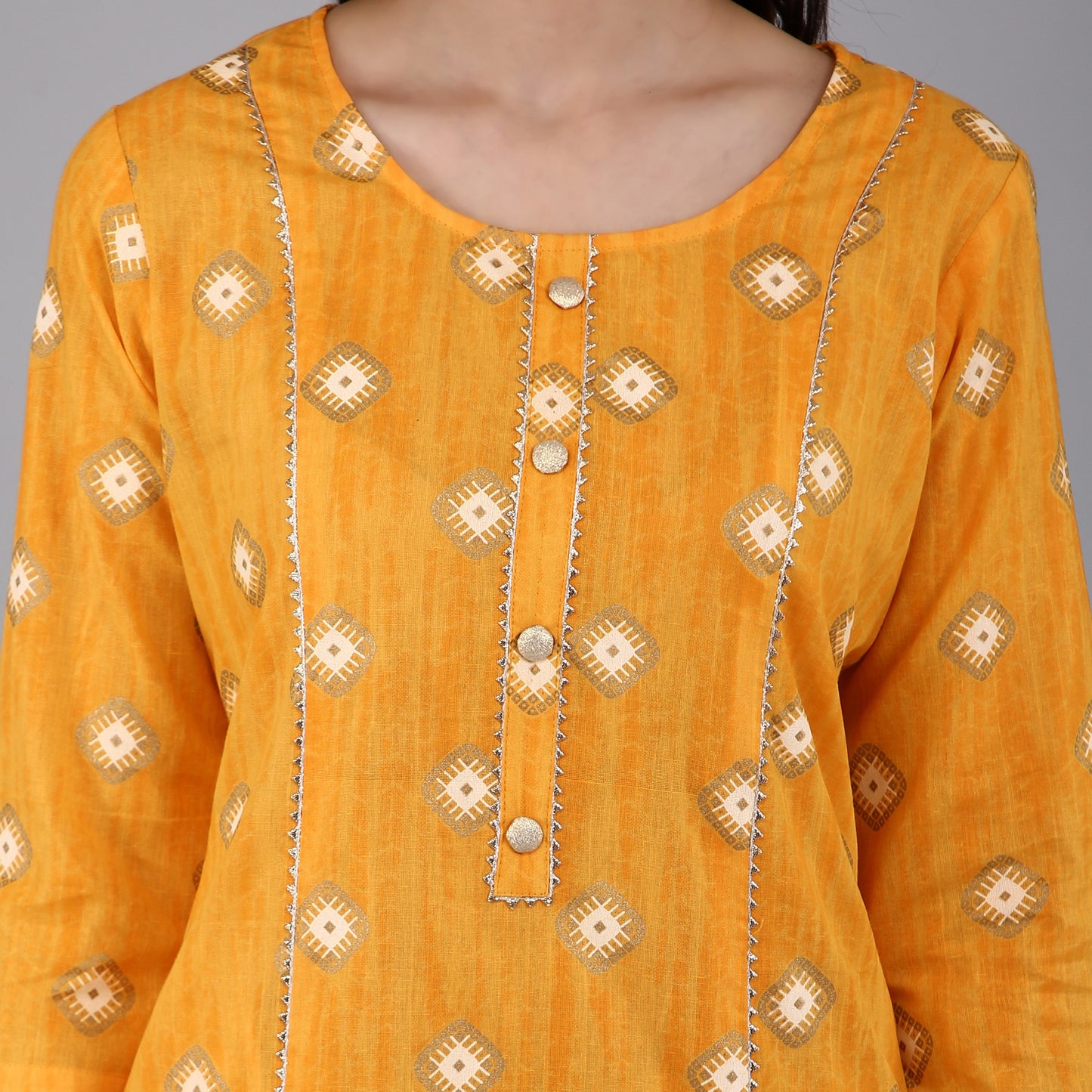 VAPPS Cotton Printed Kurta for Women and Girls - Yellow