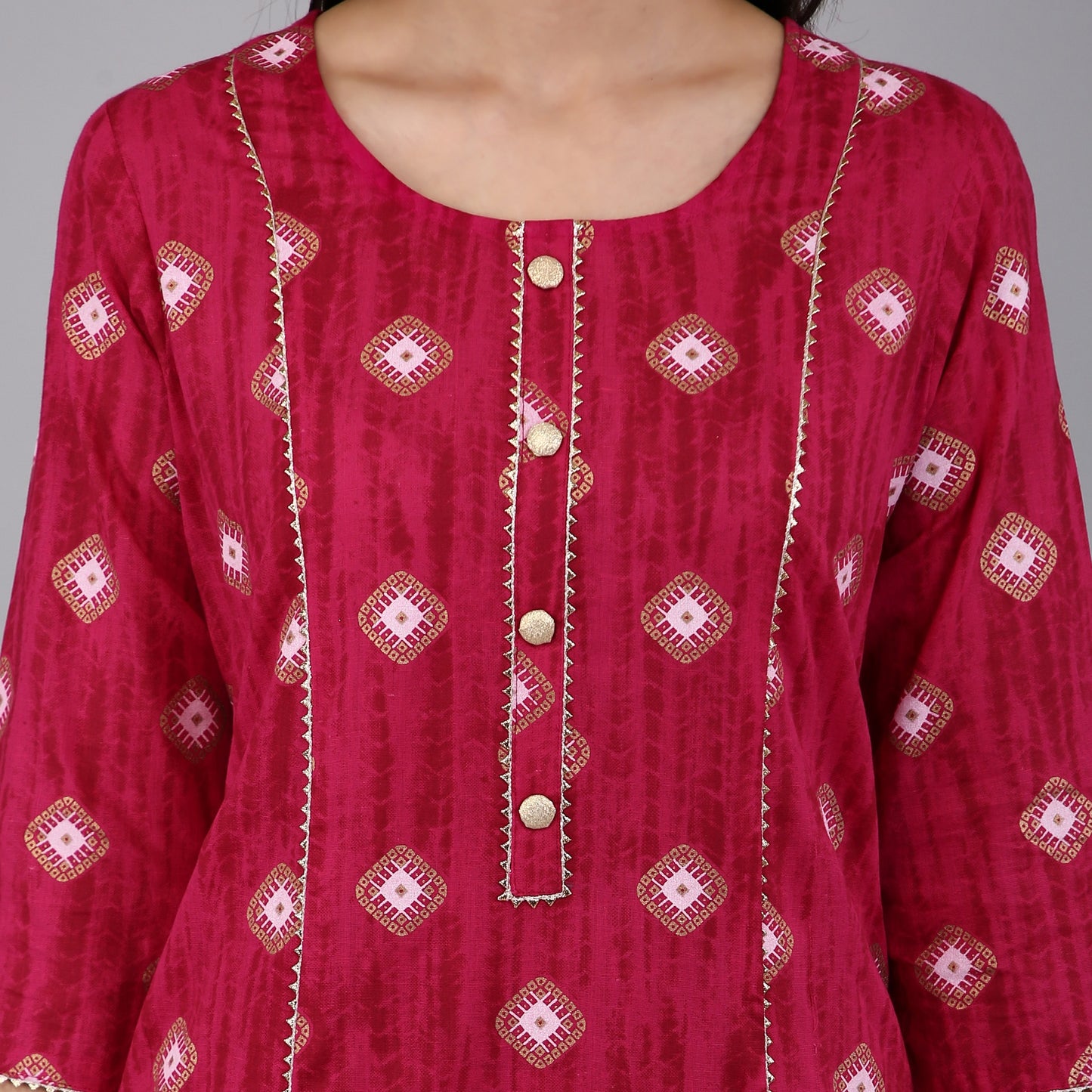 VAPPS Cotton Printed Kurta for Women and Girls - Pink