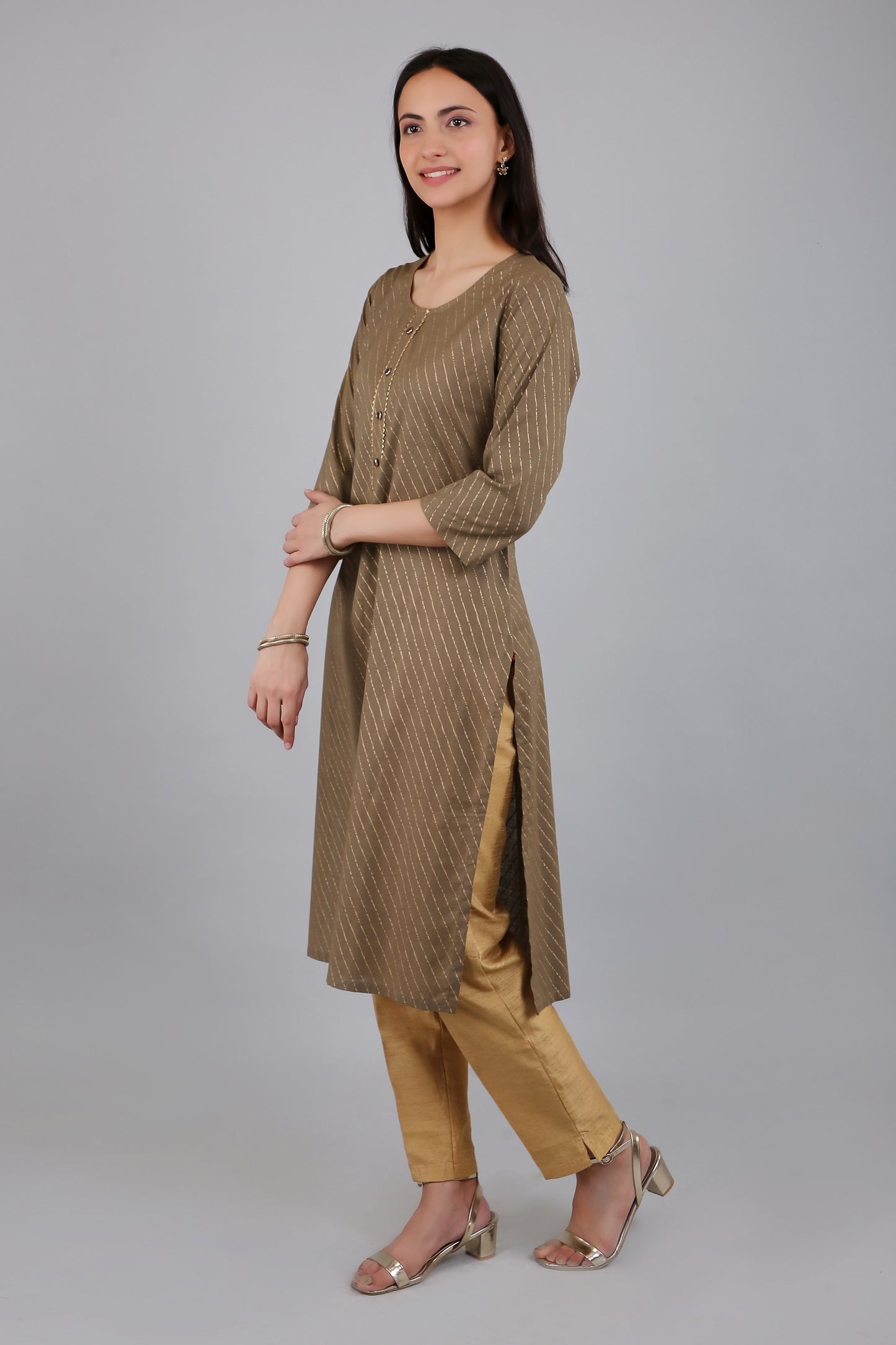 VAPPS Cotton Printed Kurta for Women and Girls - Beige