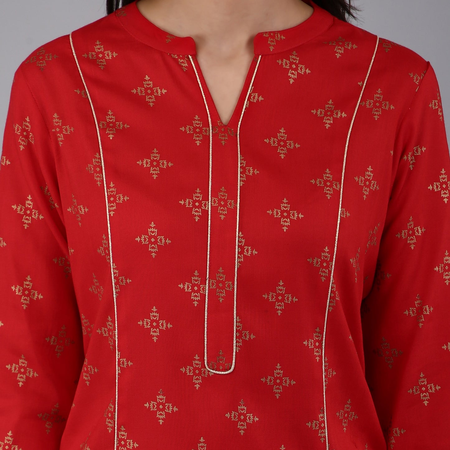 VAPPS Rayon Printed A Line Kurta for Women and Girls -Red