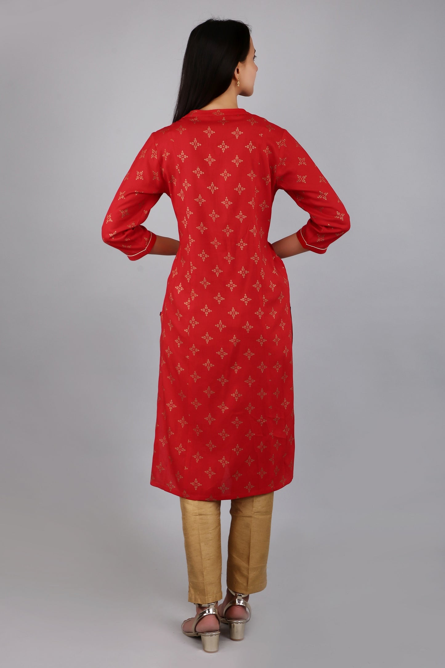 VAPPS Rayon Printed A Line Kurta for Women and Girls -Red