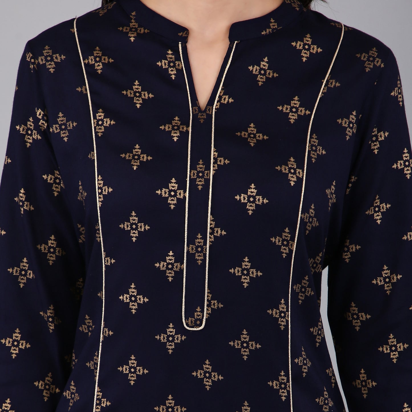 VAPPS Rayon Printed A Line Kurta for Women and Girls -Navy Blue