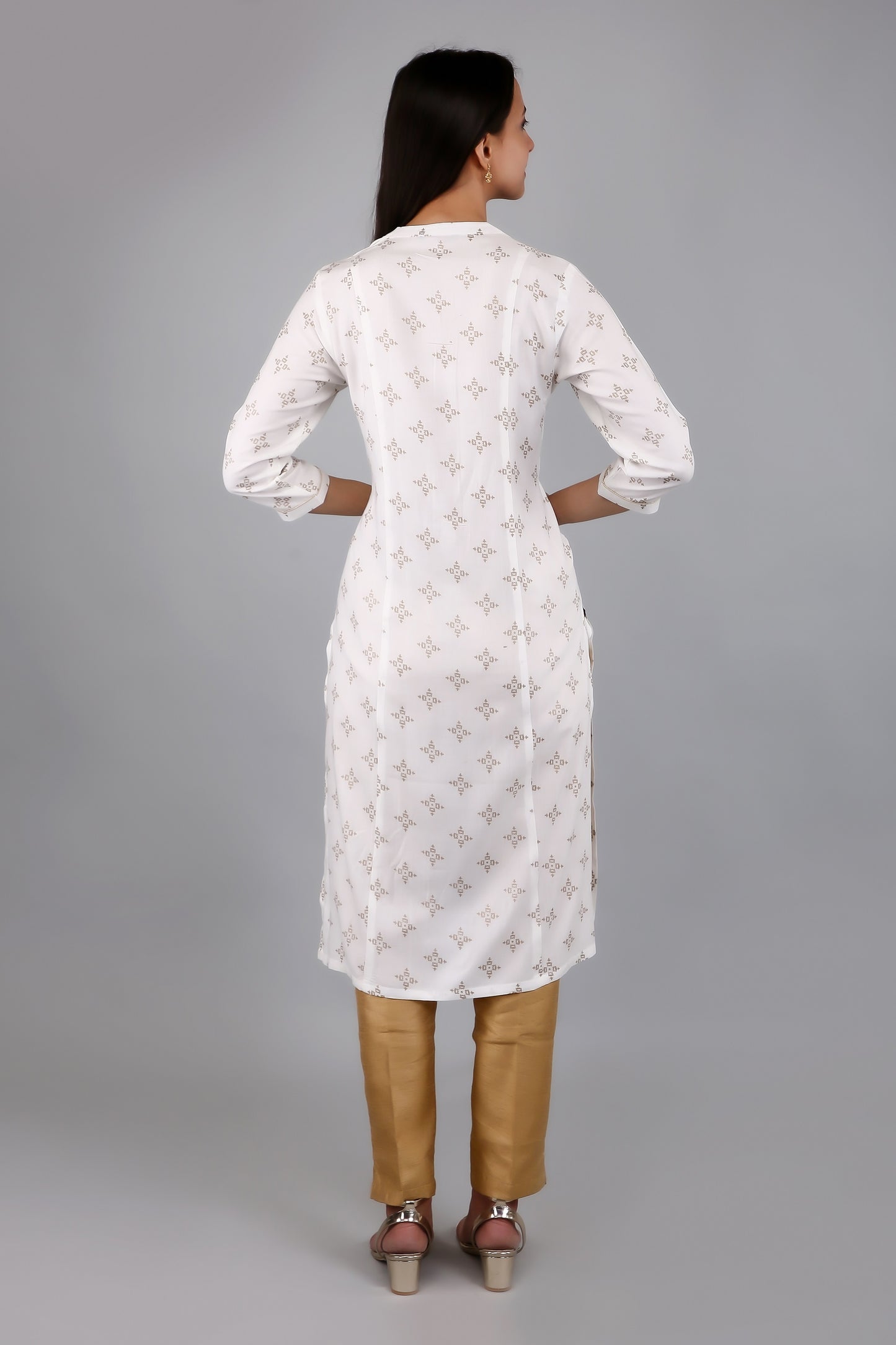 VAPPS Rayon Printed A Line Kurta for Women and Girls -White