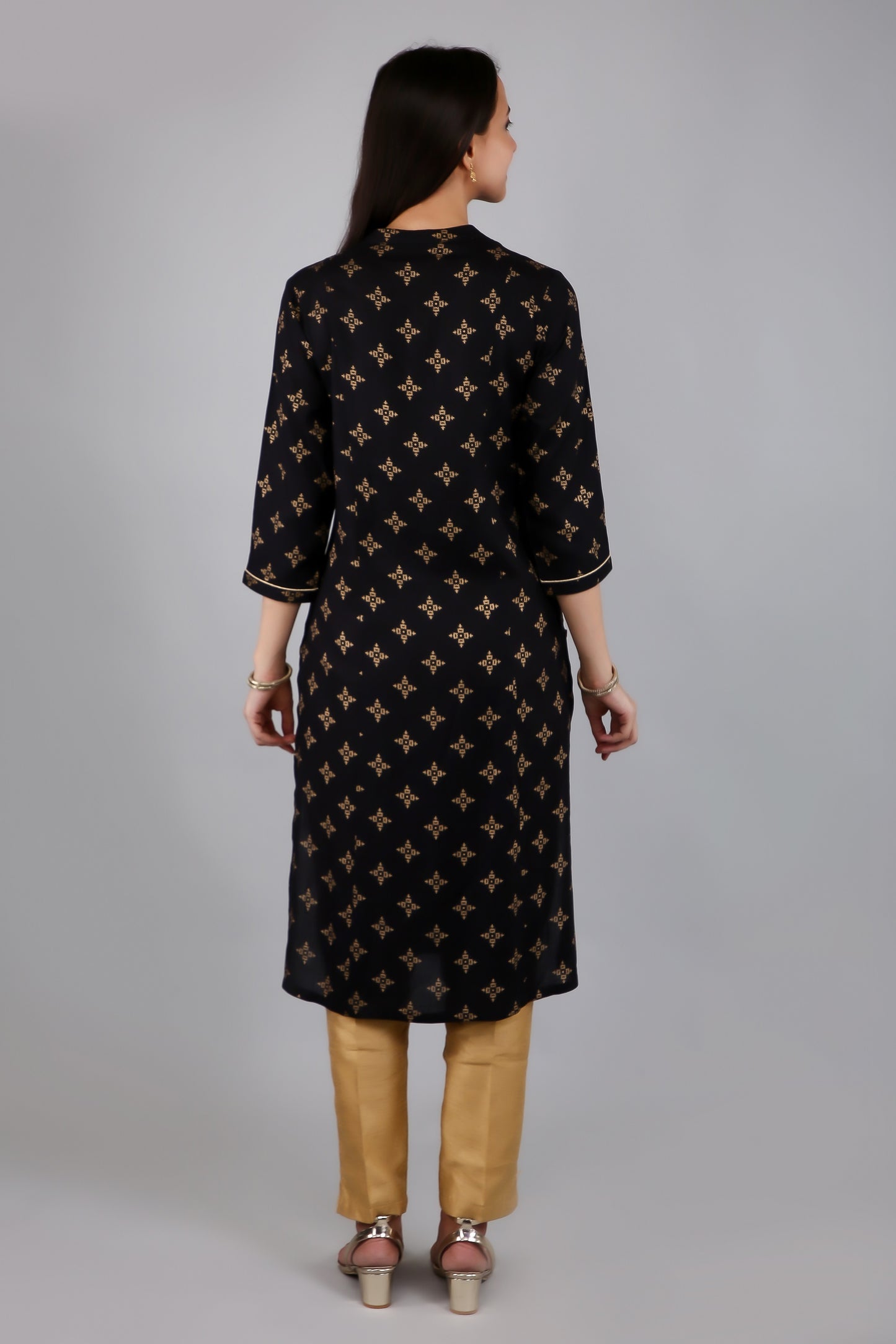 VAPPS Rayon Printed A Line Kurta for Women and Girls -Black