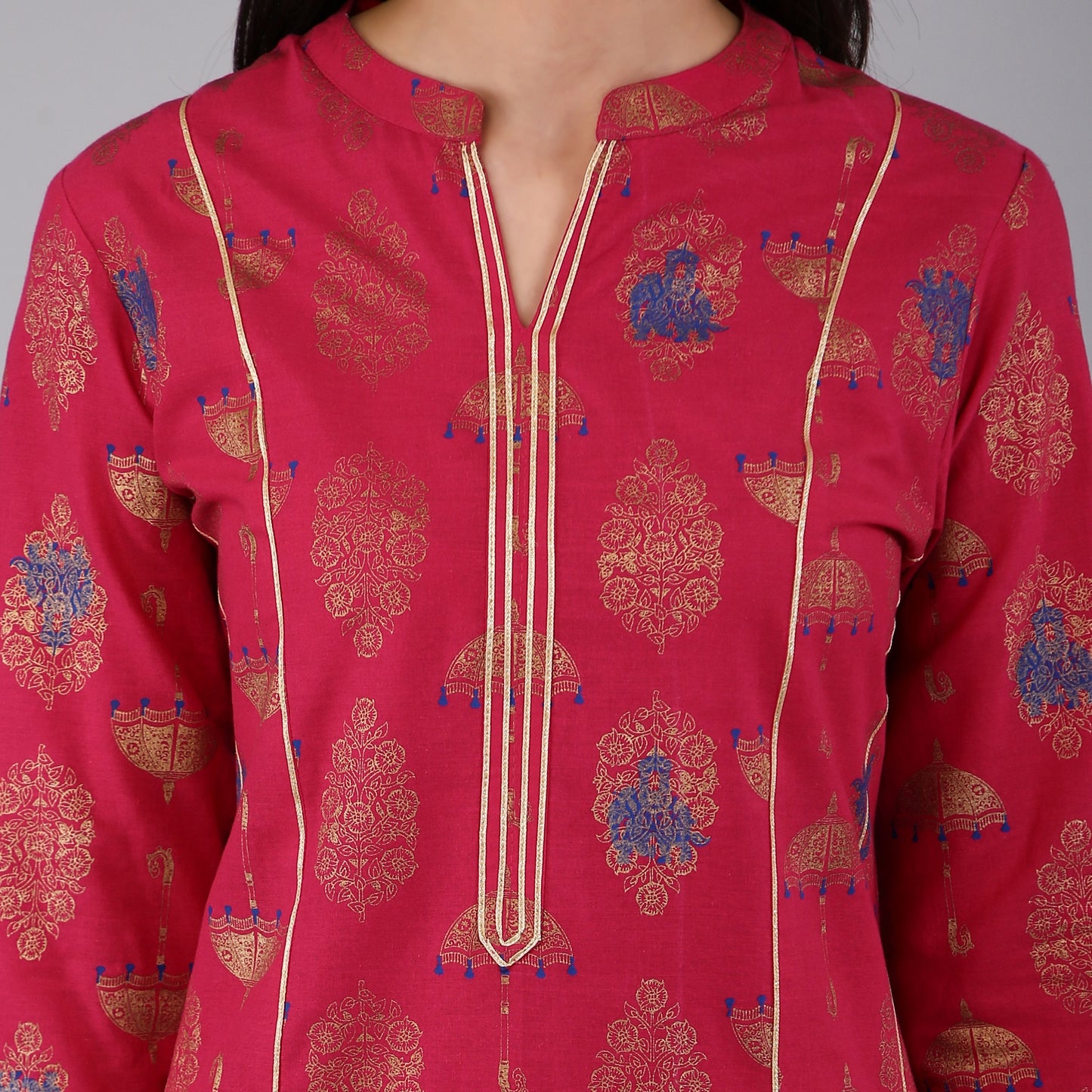 VAPPS Cotton Printed Kurta for Women and Girls - Pink