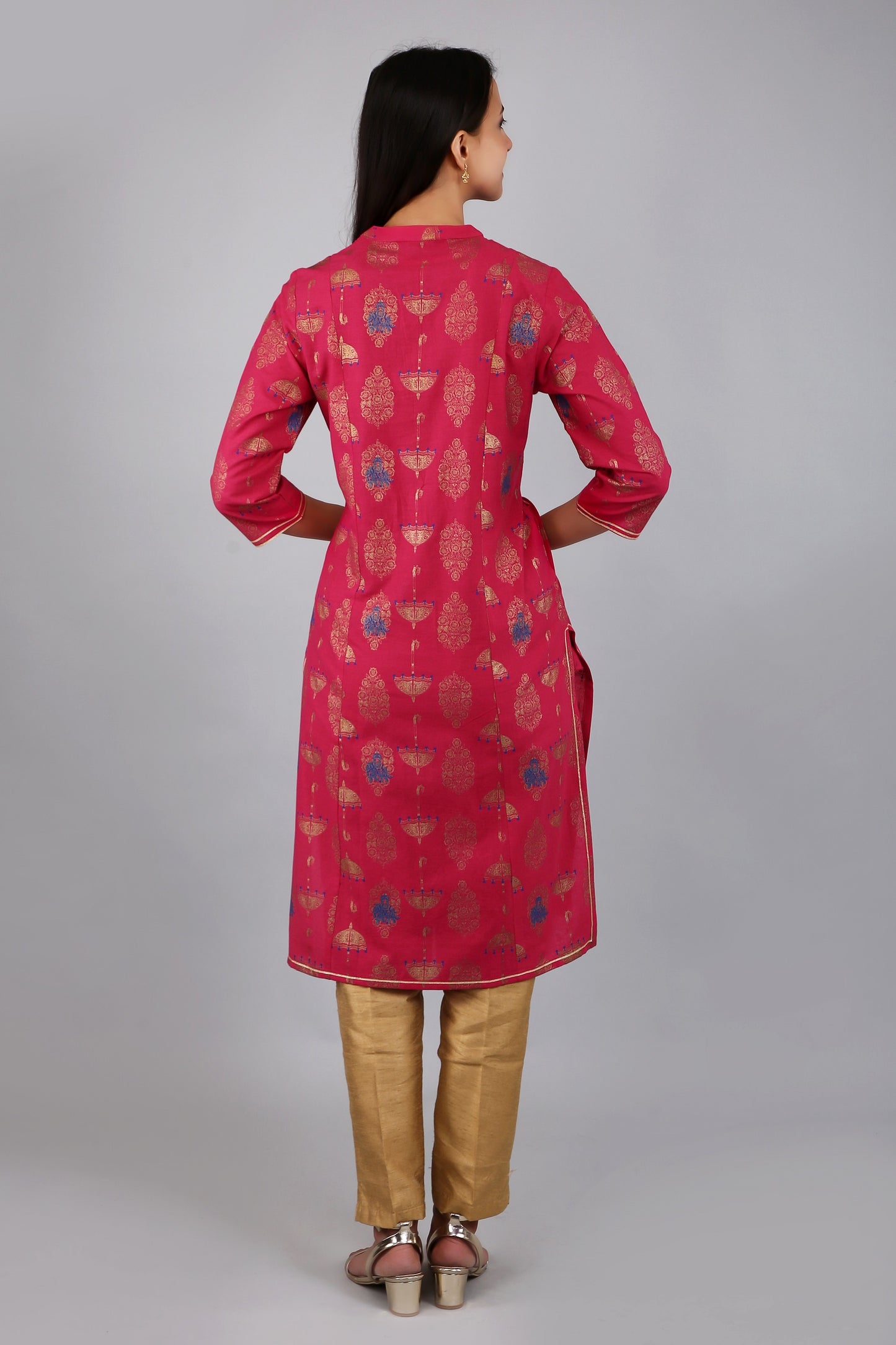 VAPPS Cotton Printed Kurta for Women and Girls - Pink