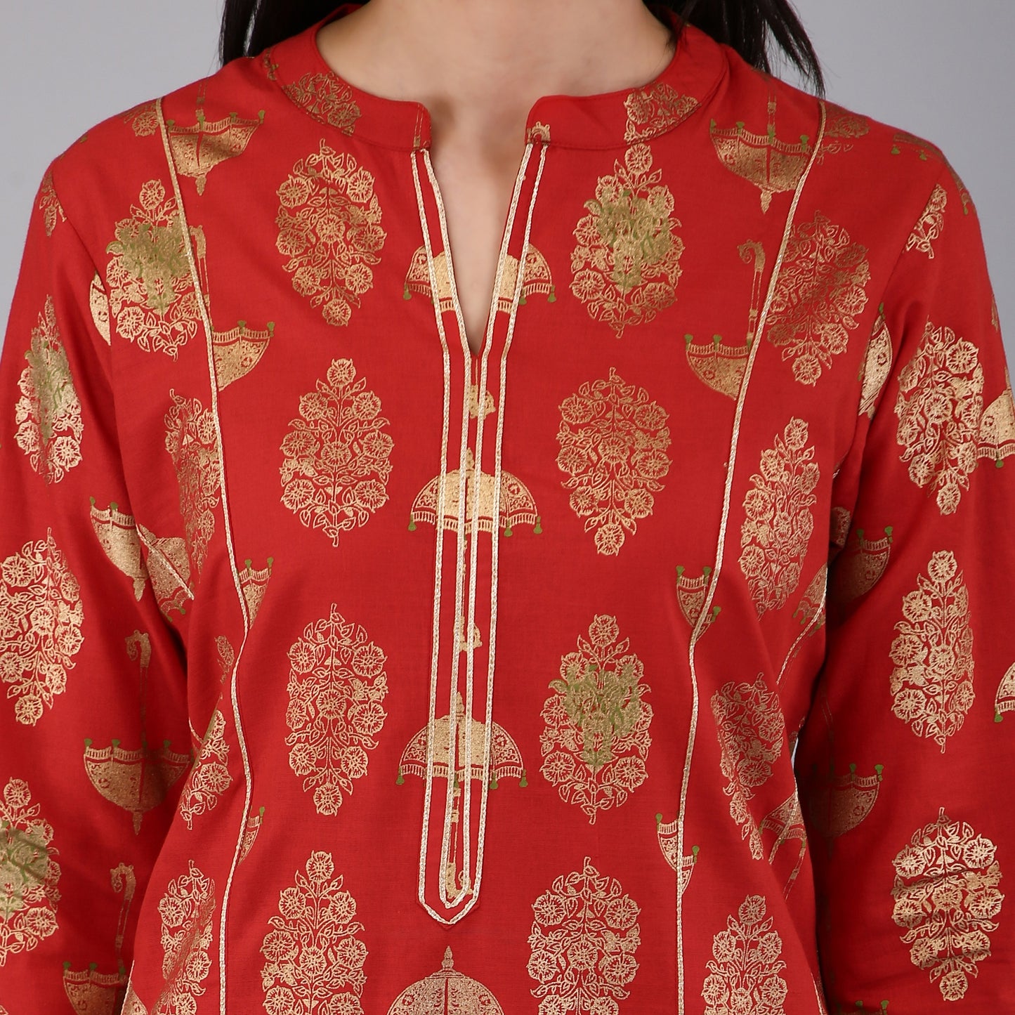 VAPPS Cotton Printed Kurta for Women and Girls - Red