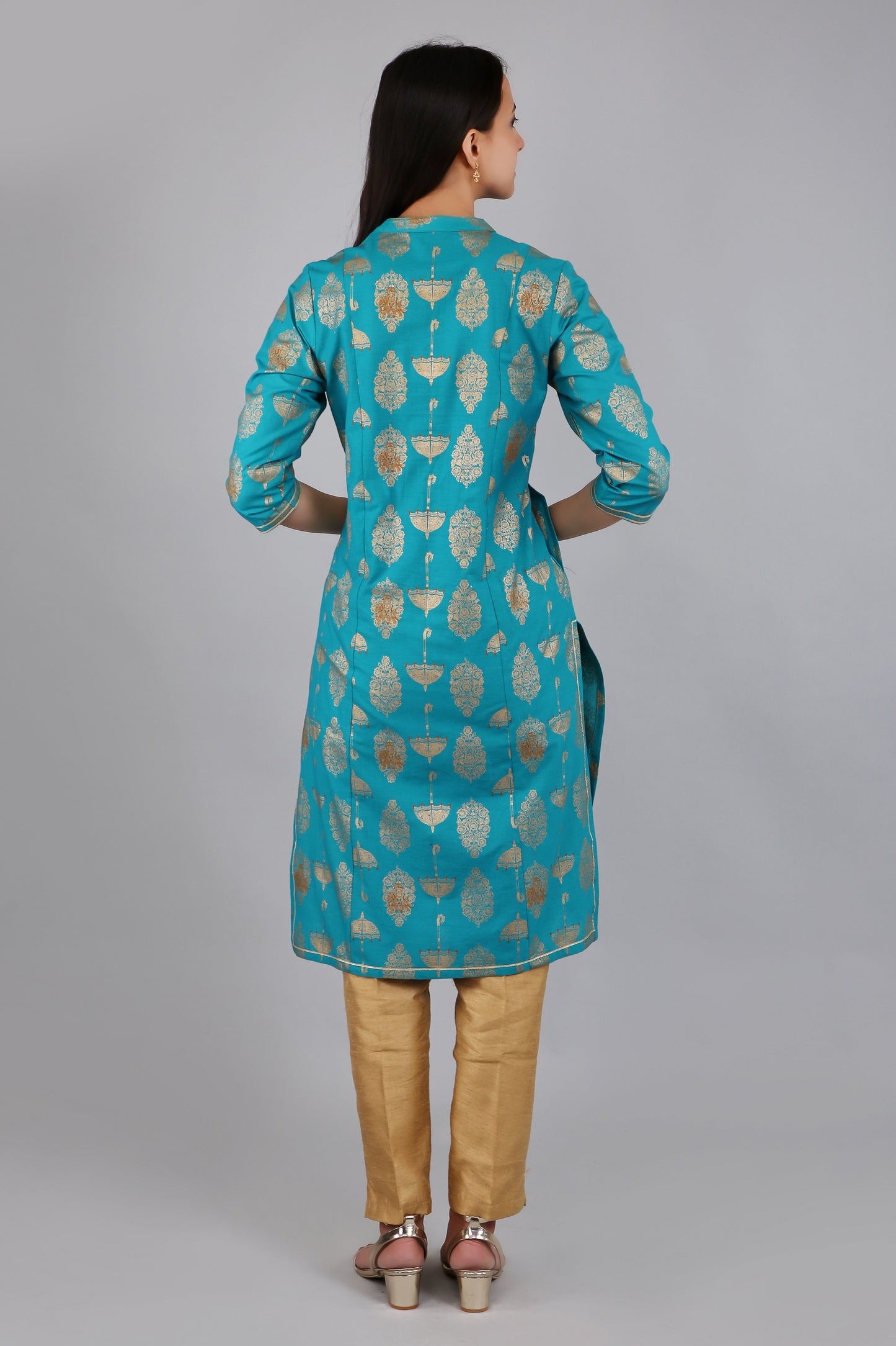 VAPPS Cotton Printed Kurta for Women and Girls - Blue