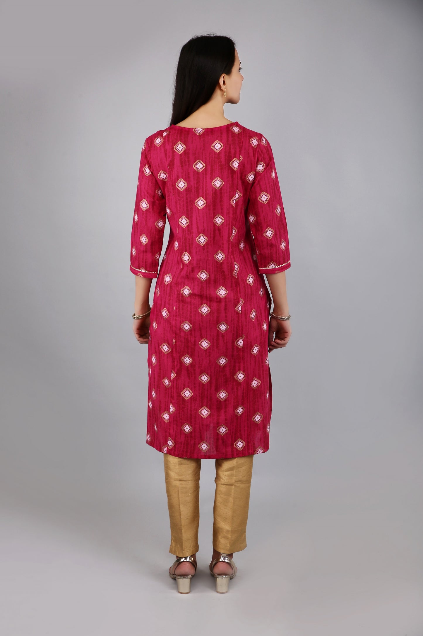 VAPPS Cotton Printed Kurta for Women and Girls - Pink