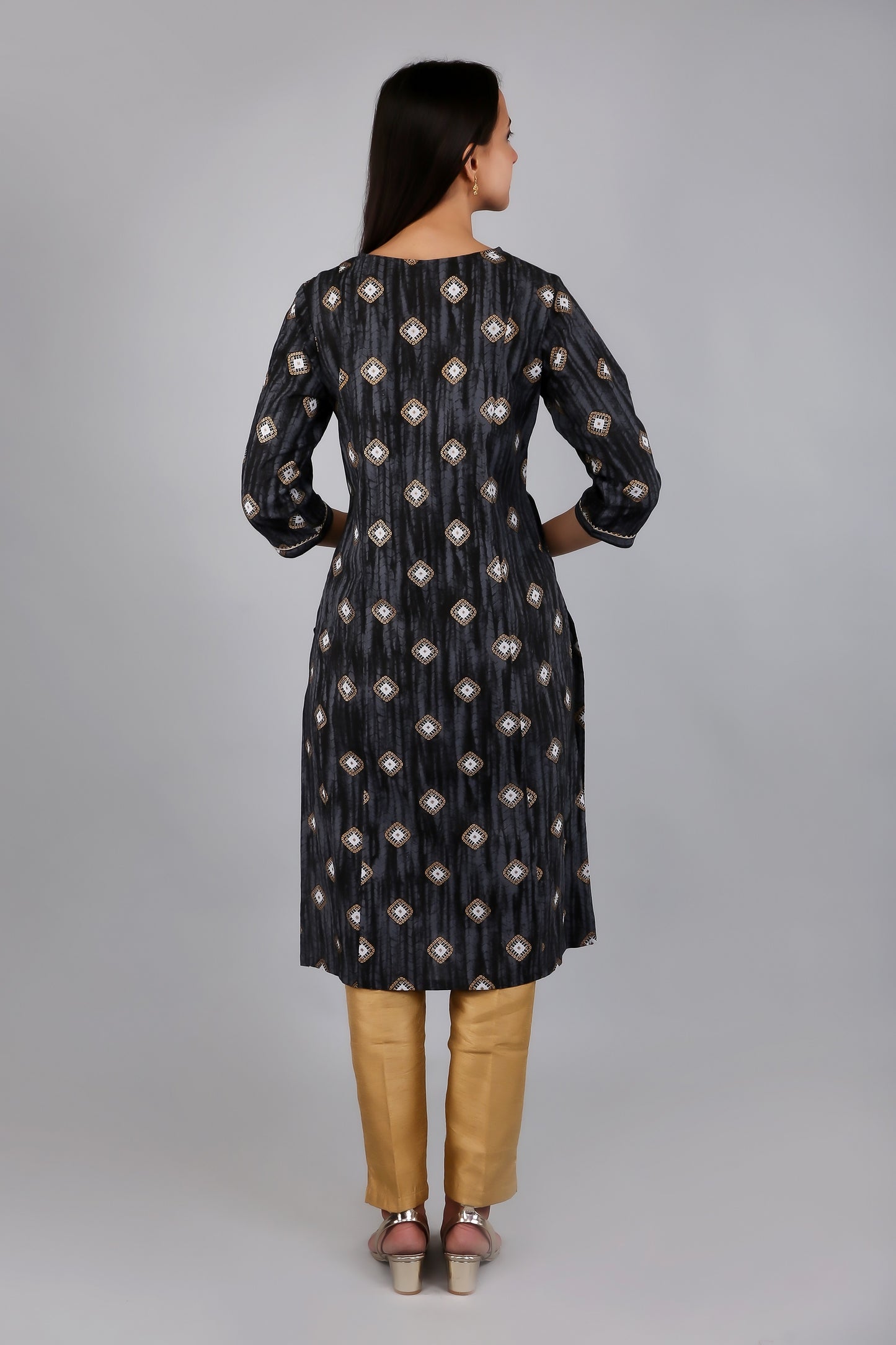 VAPPS Cotton Printed Kurta for Women and Girls - Black