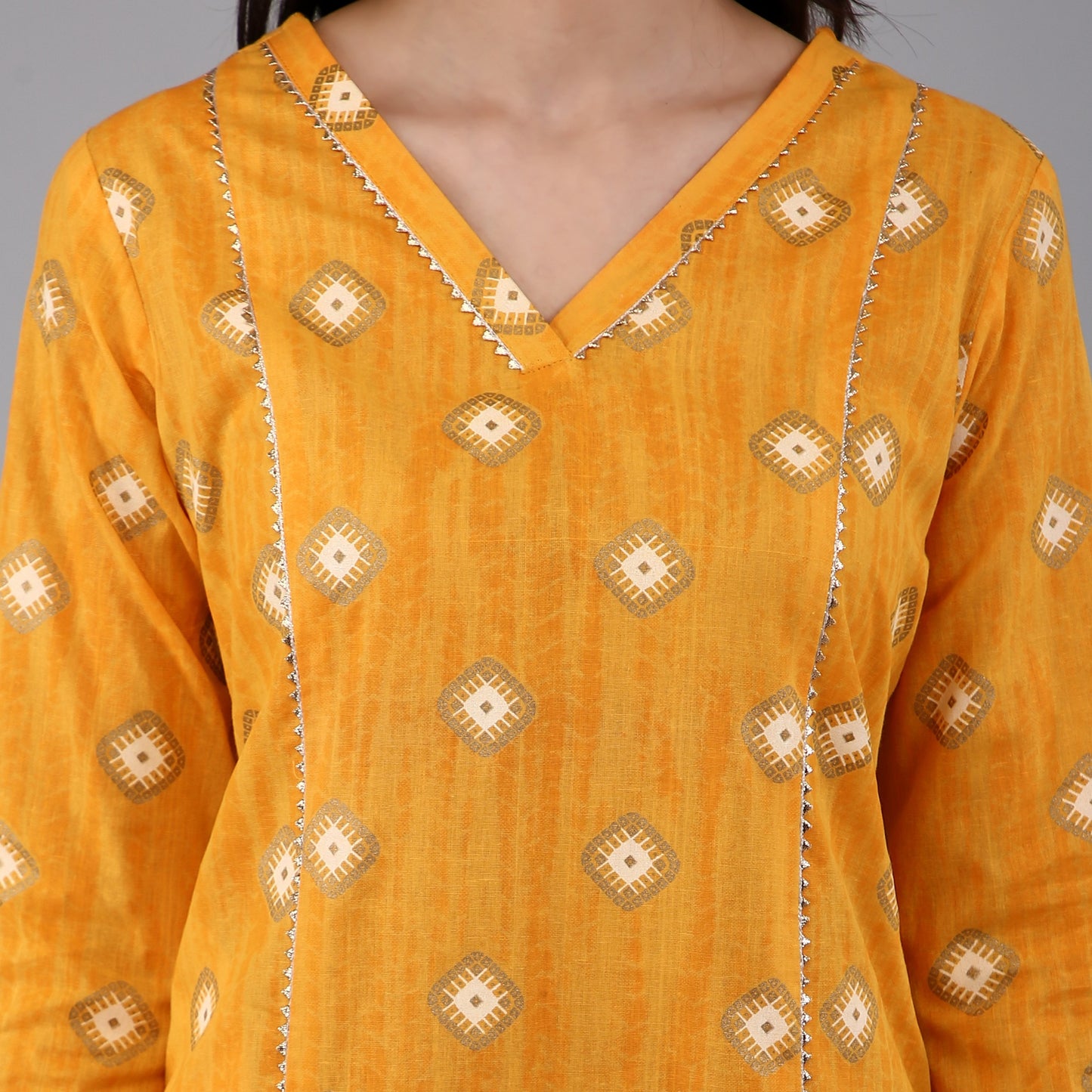 VAPPS Cotton Printed Kurta for Women and Girls - Yellow