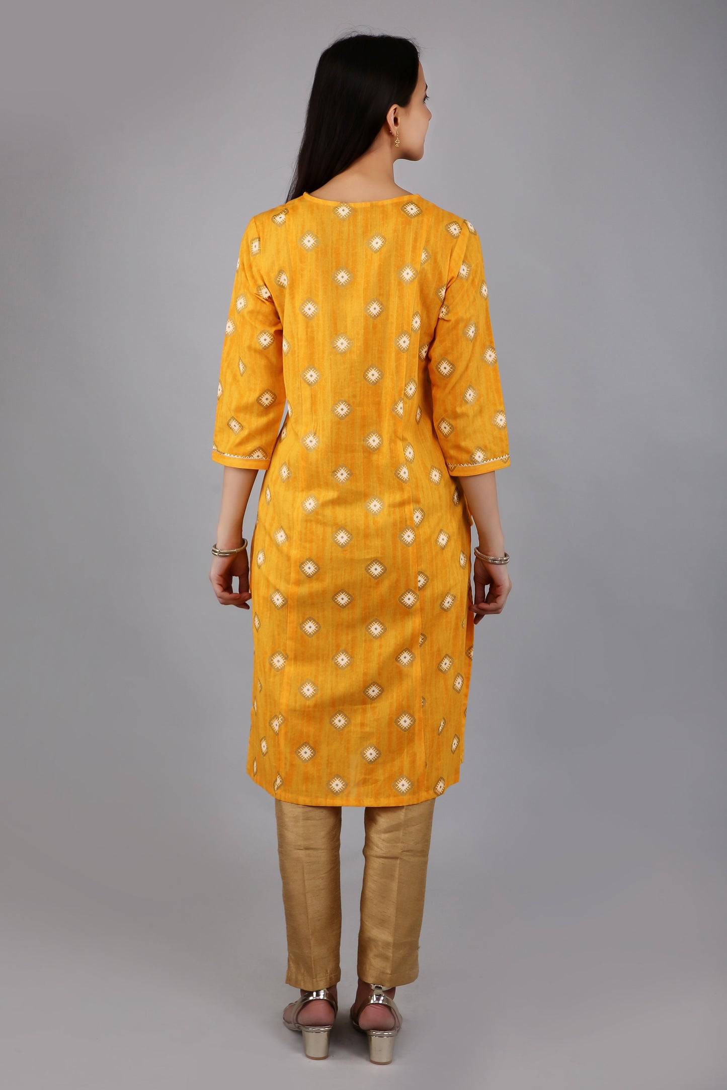 VAPPS Cotton Printed Kurta for Women and Girls - Yellow