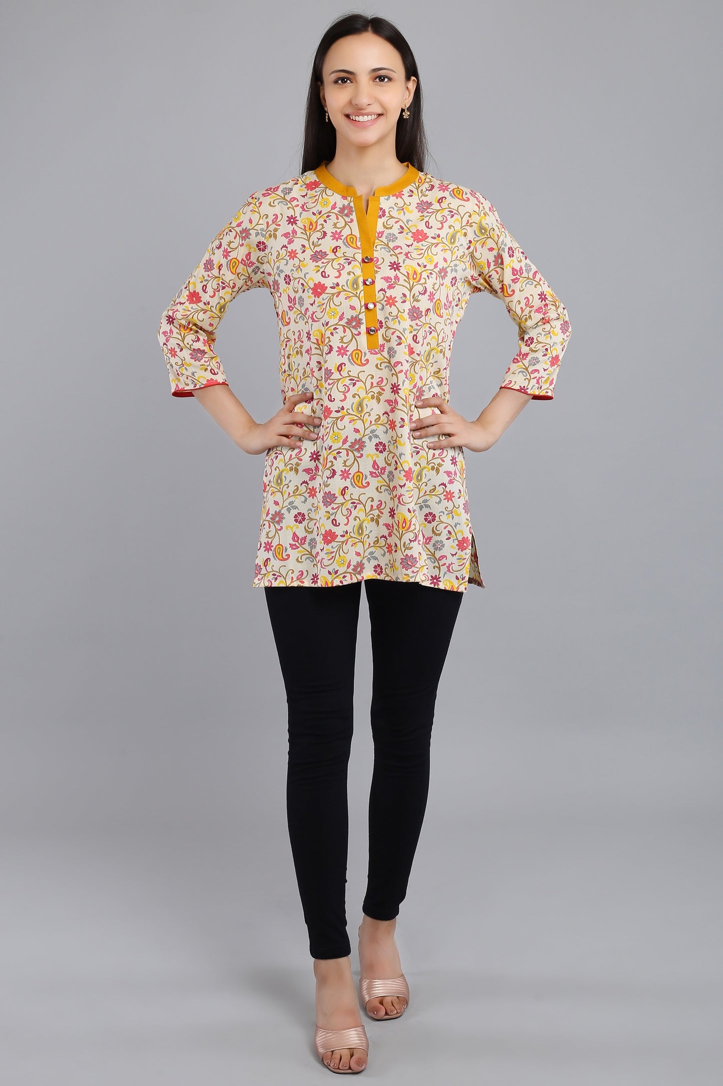 VAPPS Cotton Floral Print Tunic -  Blue