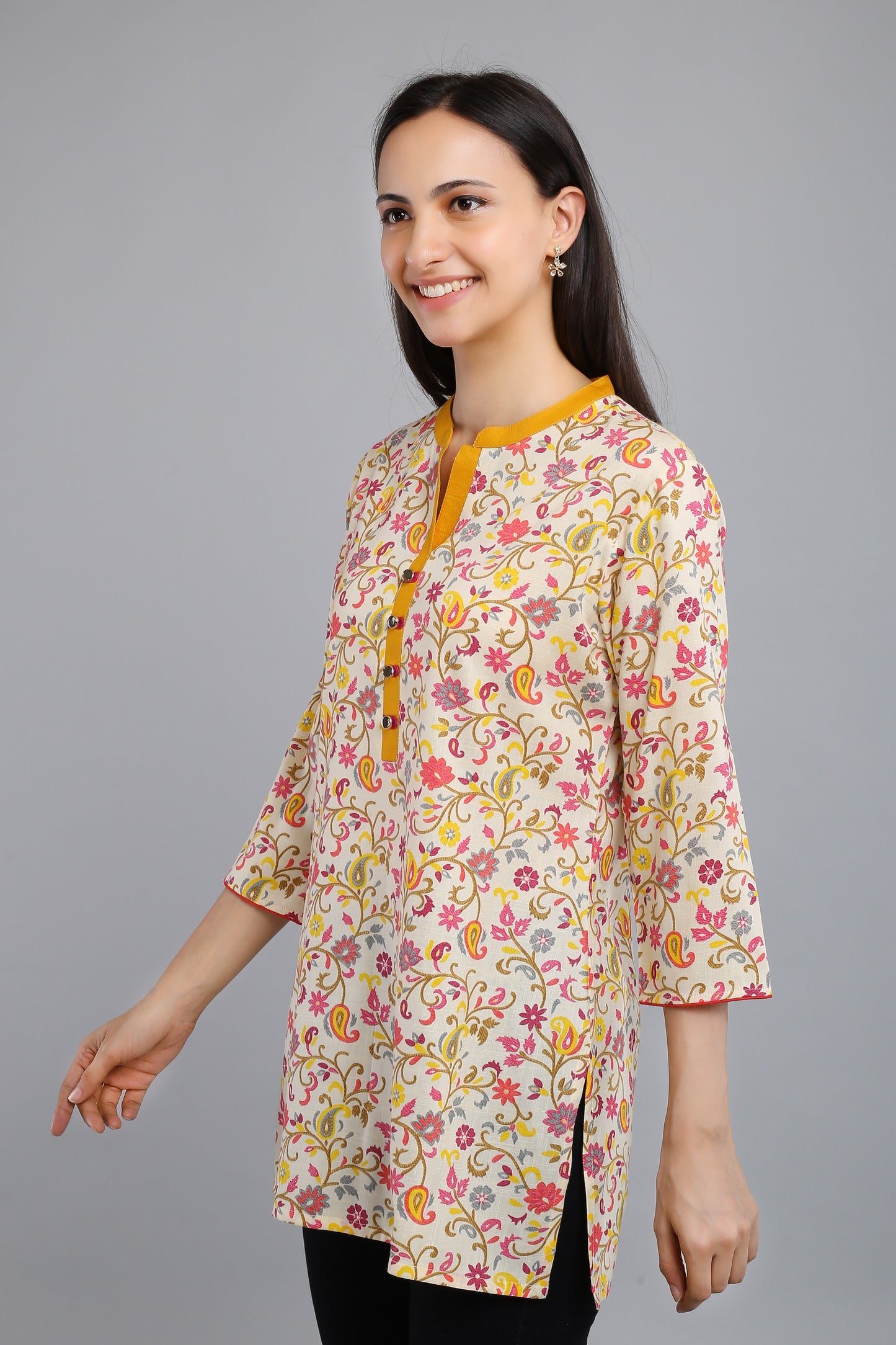 VAPPS Cotton Floral Print Tunic -  Blue