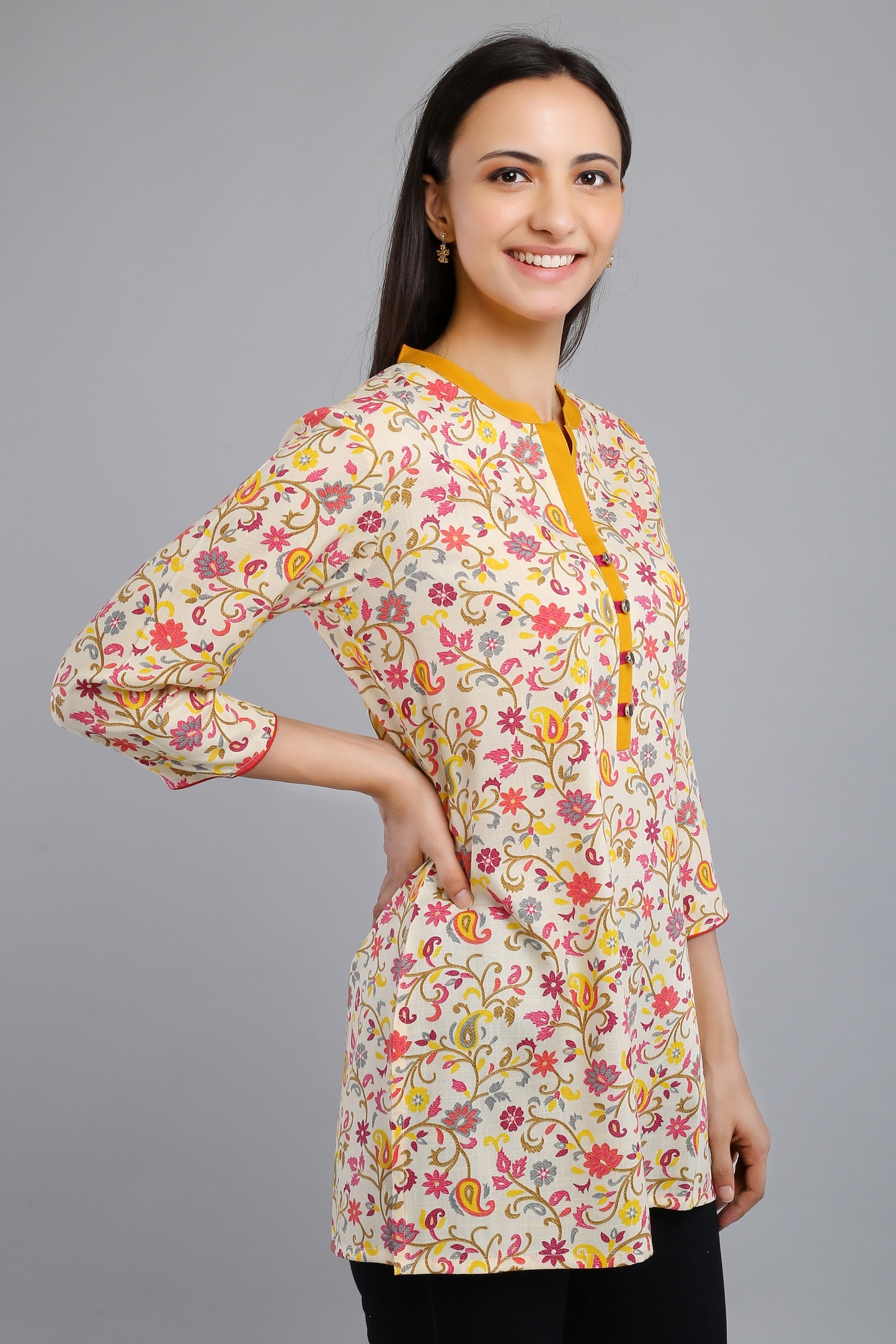 VAPPS Cotton Floral Print Tunic -  Blue