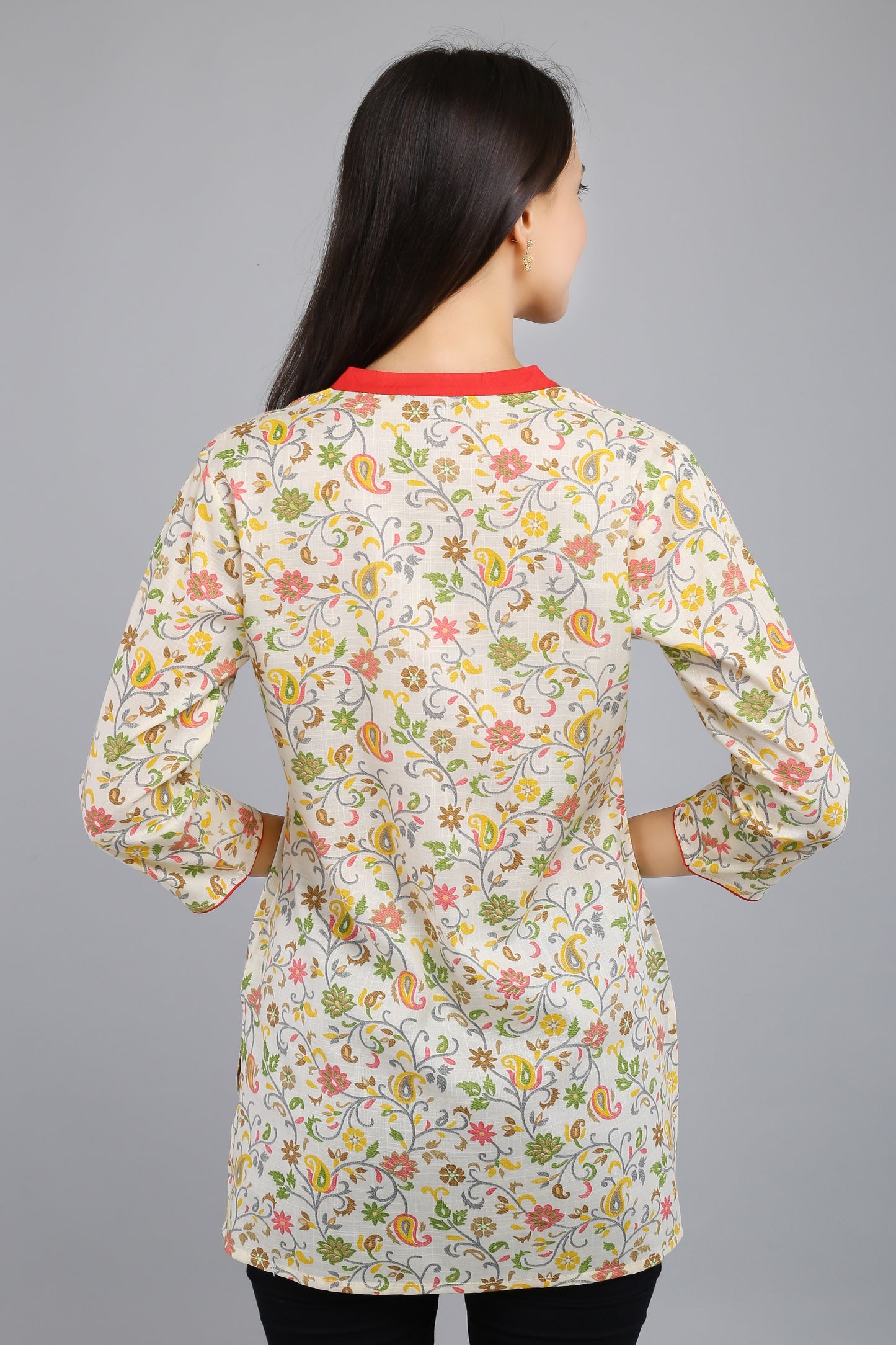 VAPPS Cotton Floral Print Tunic -  Red