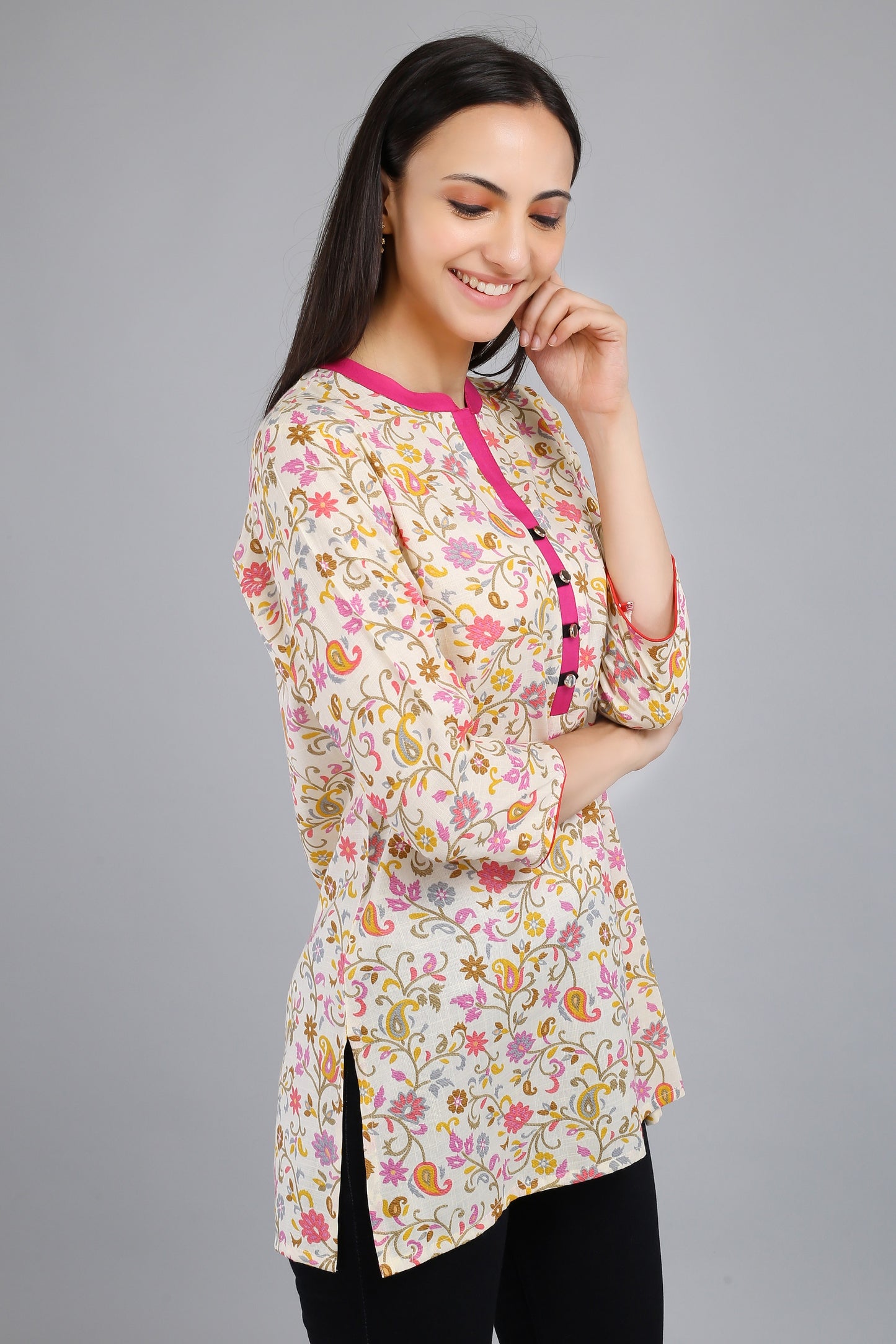 VAPPS Cotton Floral Print Tunic -  Pink