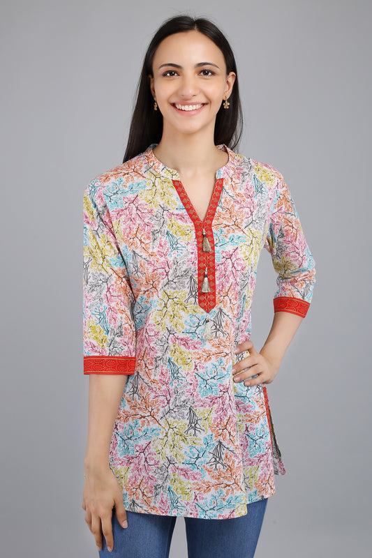 VAPPS Cotton Floral Print Tunic -  Multicolor