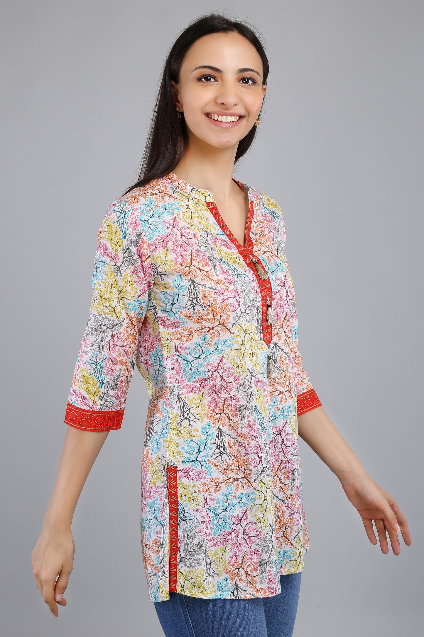 VAPPS Cotton Floral Print Tunic -  Multicolor