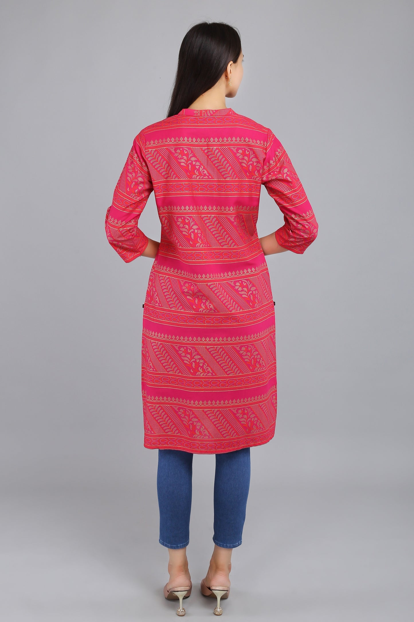 VAPPS Cotton Printed Kurta -  Pink