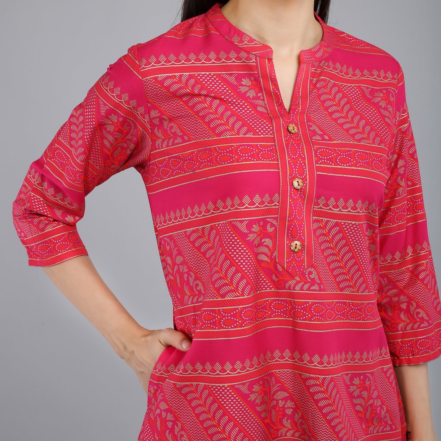 VAPPS Cotton Printed Kurta -  Pink