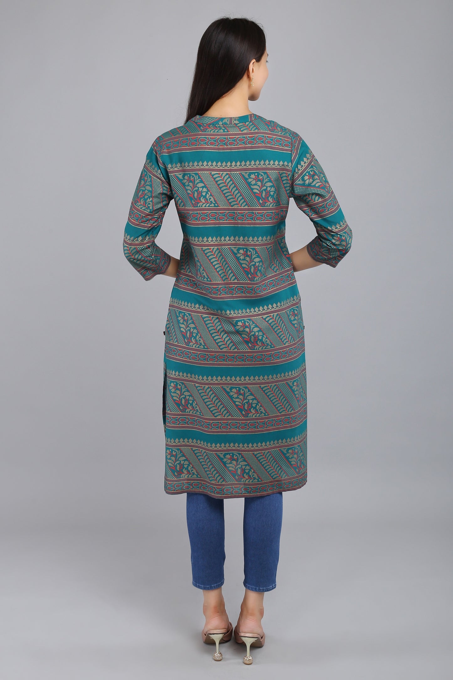 VAPPS Cotton Printed Kurta - Green