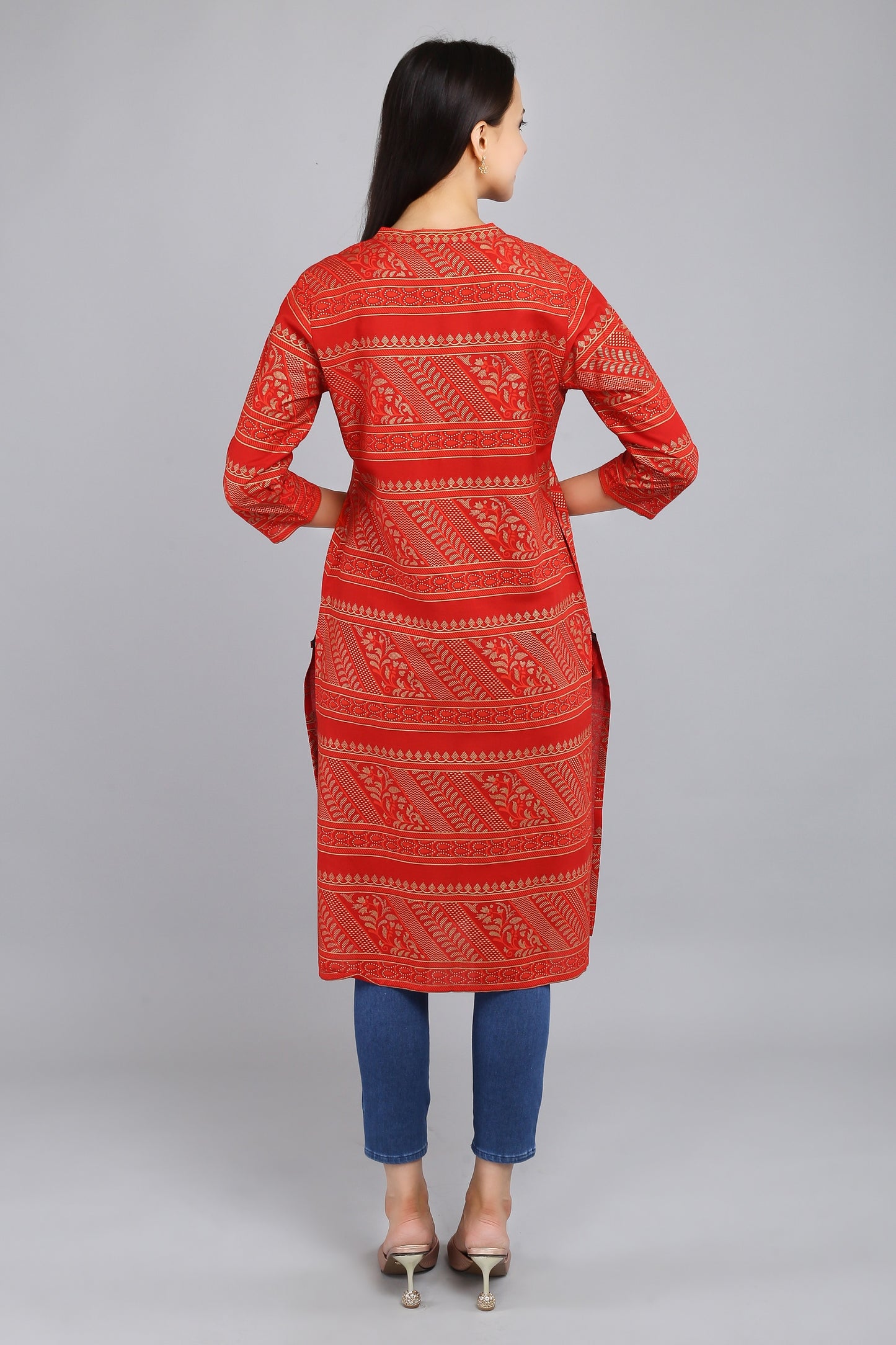 VAPPS Cotton Printed Kurta -  Red