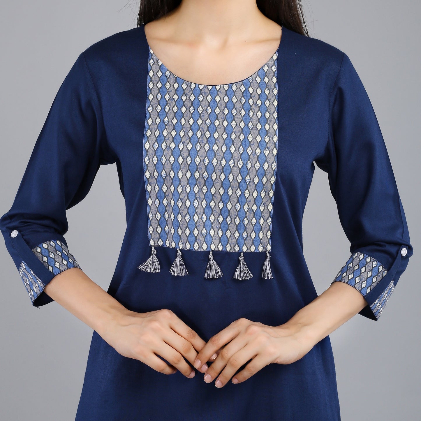 VAPPS Rayon Kurta and Palazzo Set -  Navy Blue