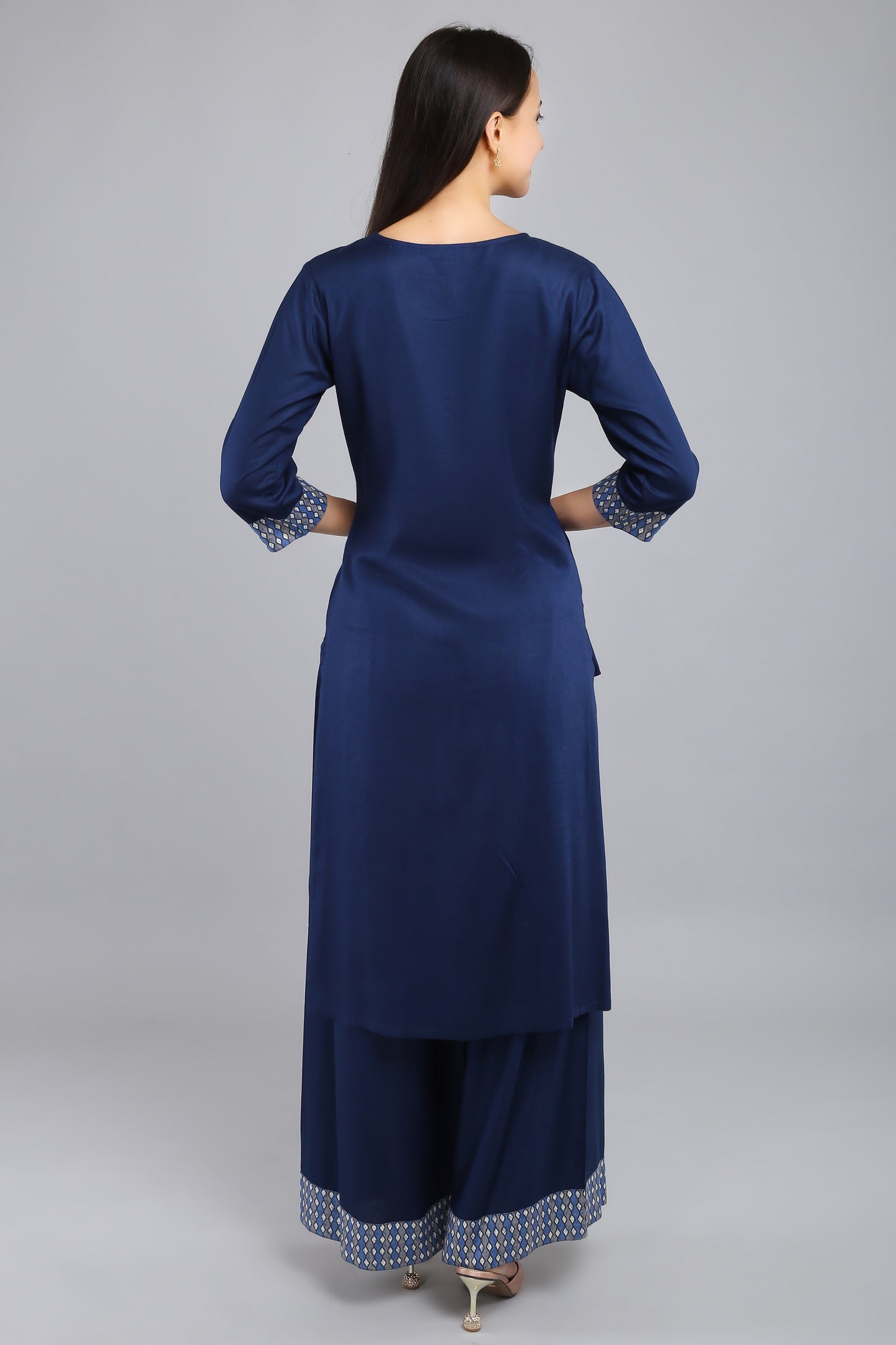 VAPPS Rayon Kurta and Palazzo Set -  Navy Blue