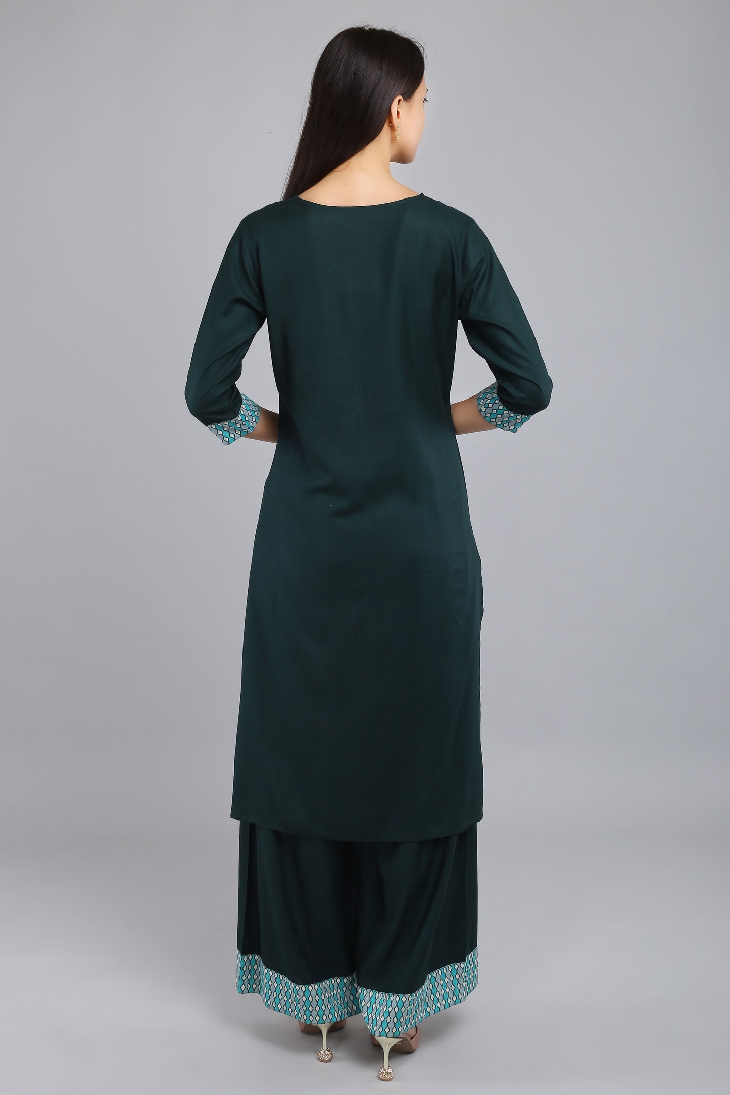 VAPPS Rayon Kurta and Palazzo Set -  Green