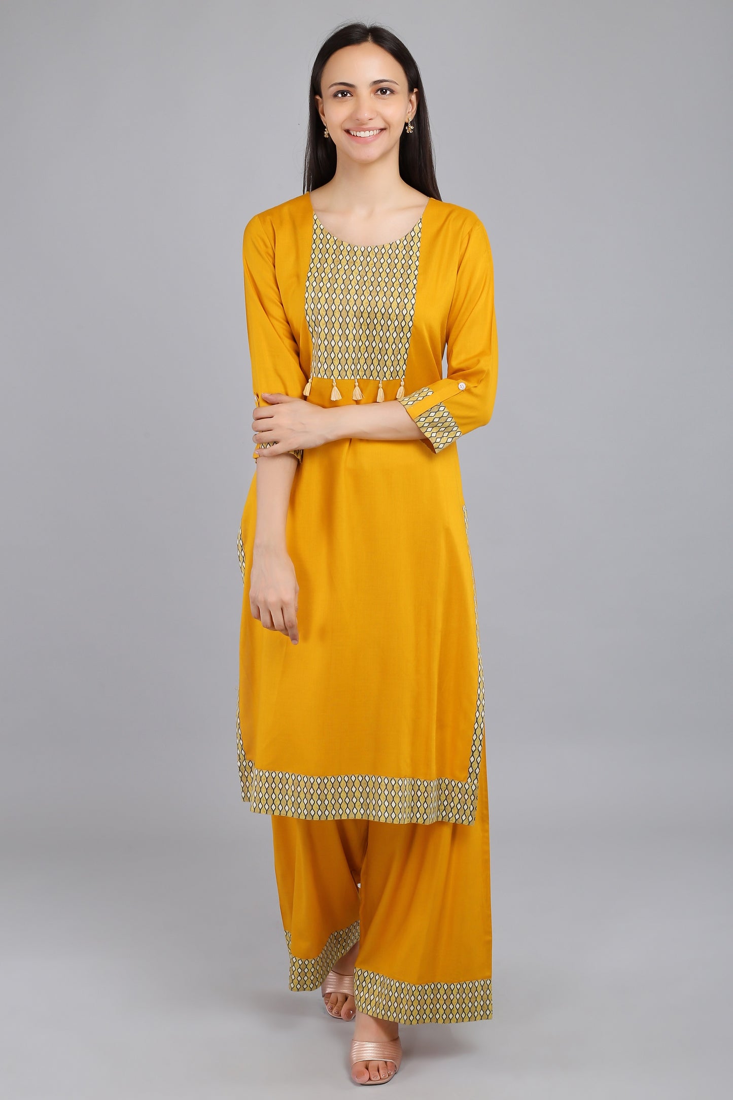 VAPPS Rayon Kurta and Palazzo Set -  Turmeric