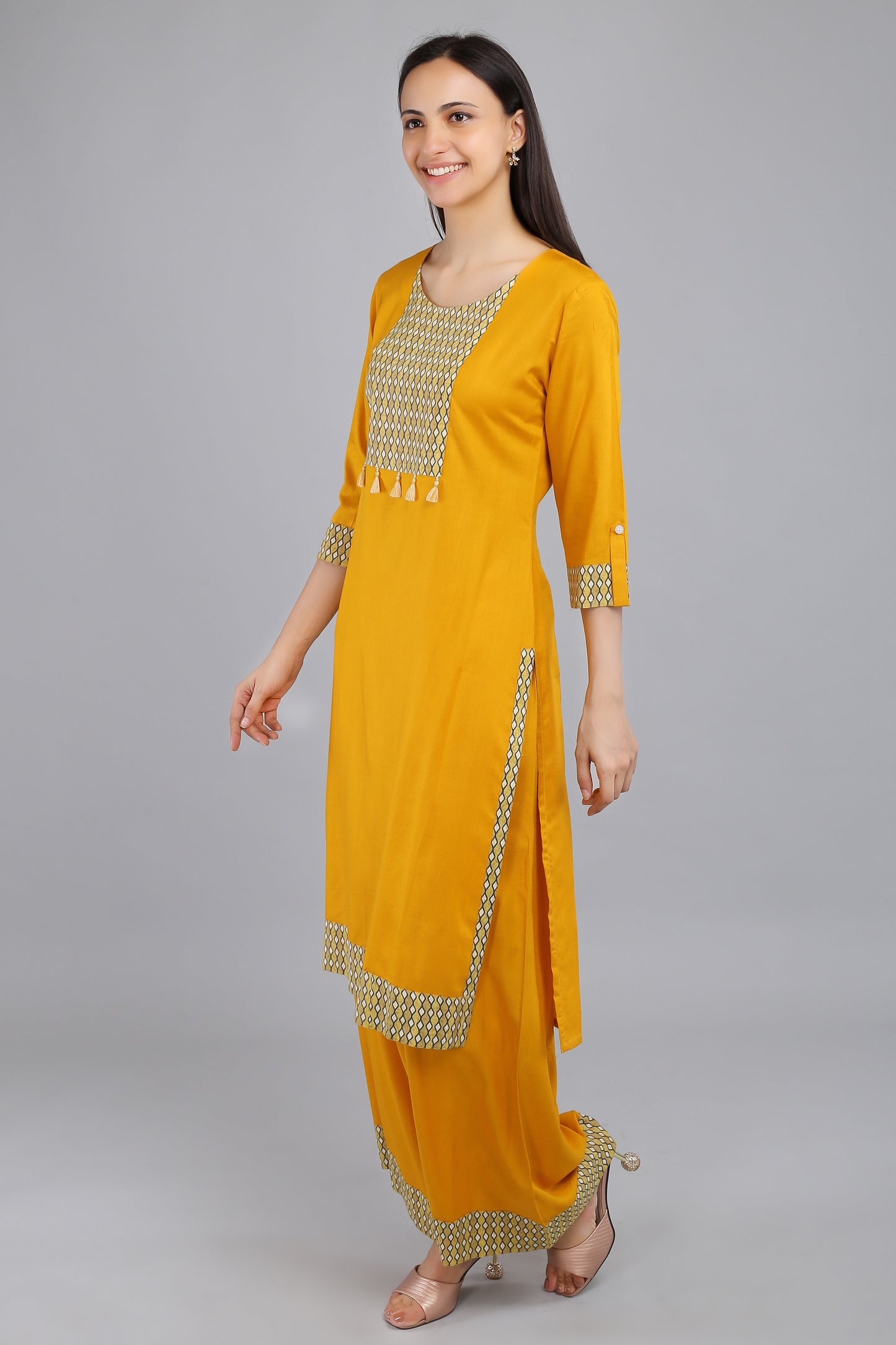 VAPPS Rayon Kurta and Palazzo Set -  Turmeric