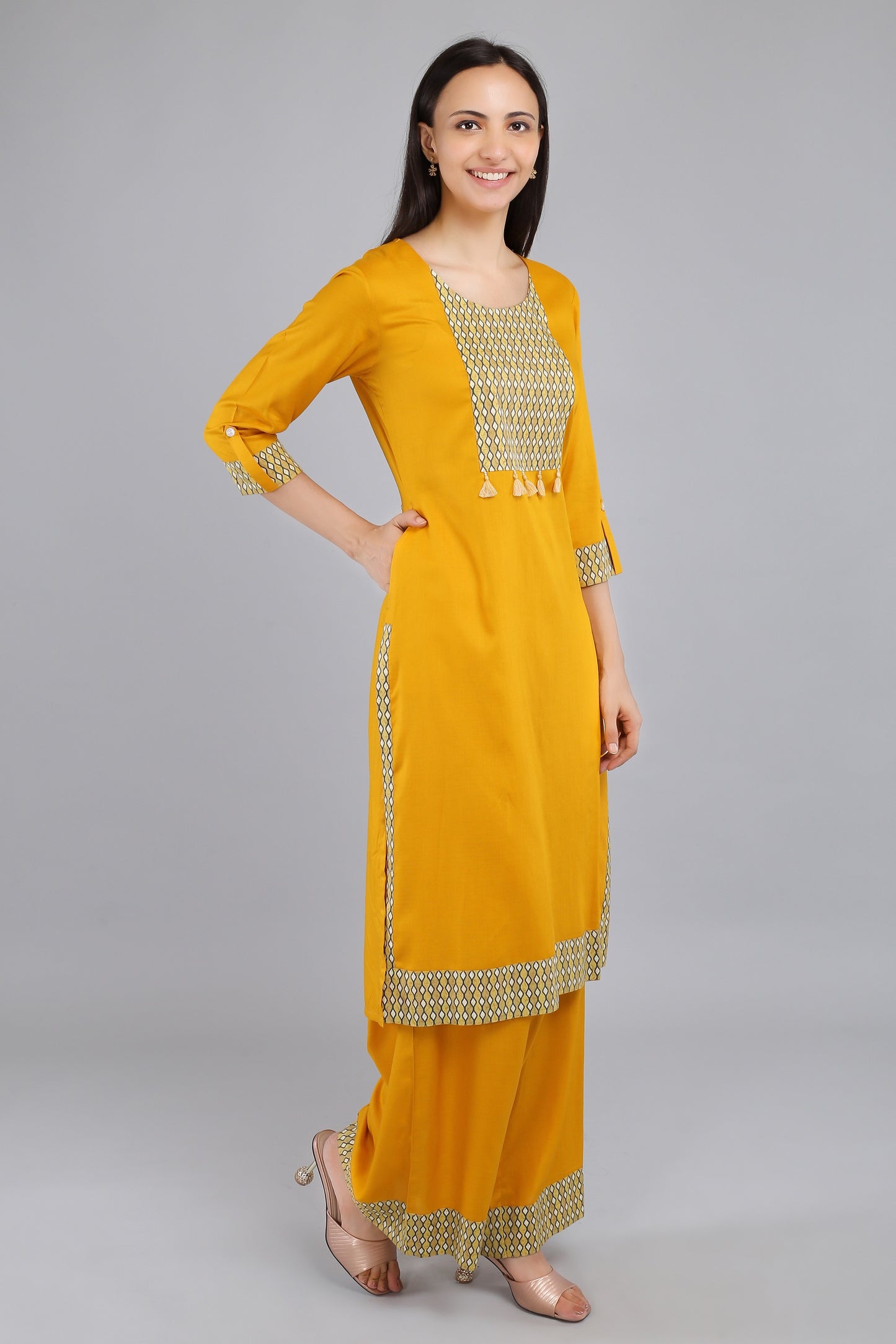 VAPPS Rayon Kurta and Palazzo Set -  Turmeric