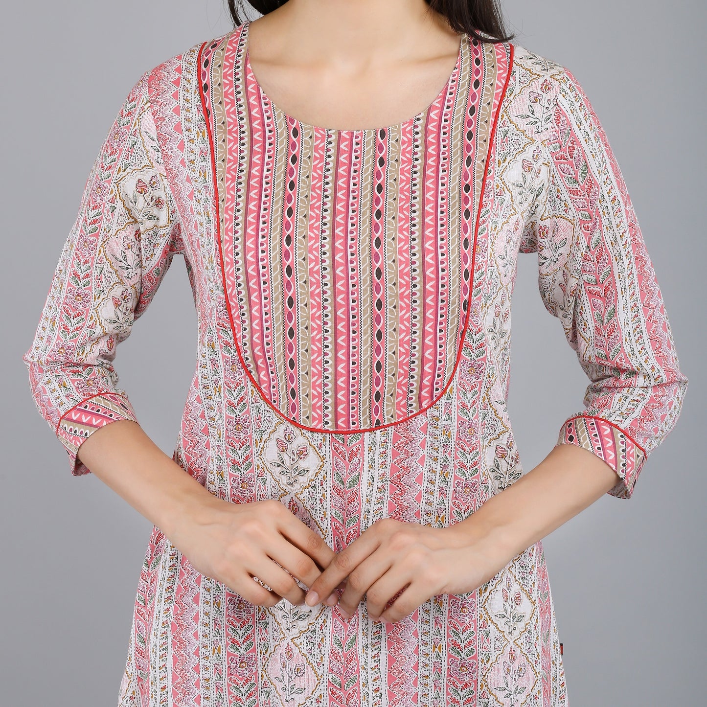 VAPPS Printed Cotton Kurta and Pant Set -  Pink