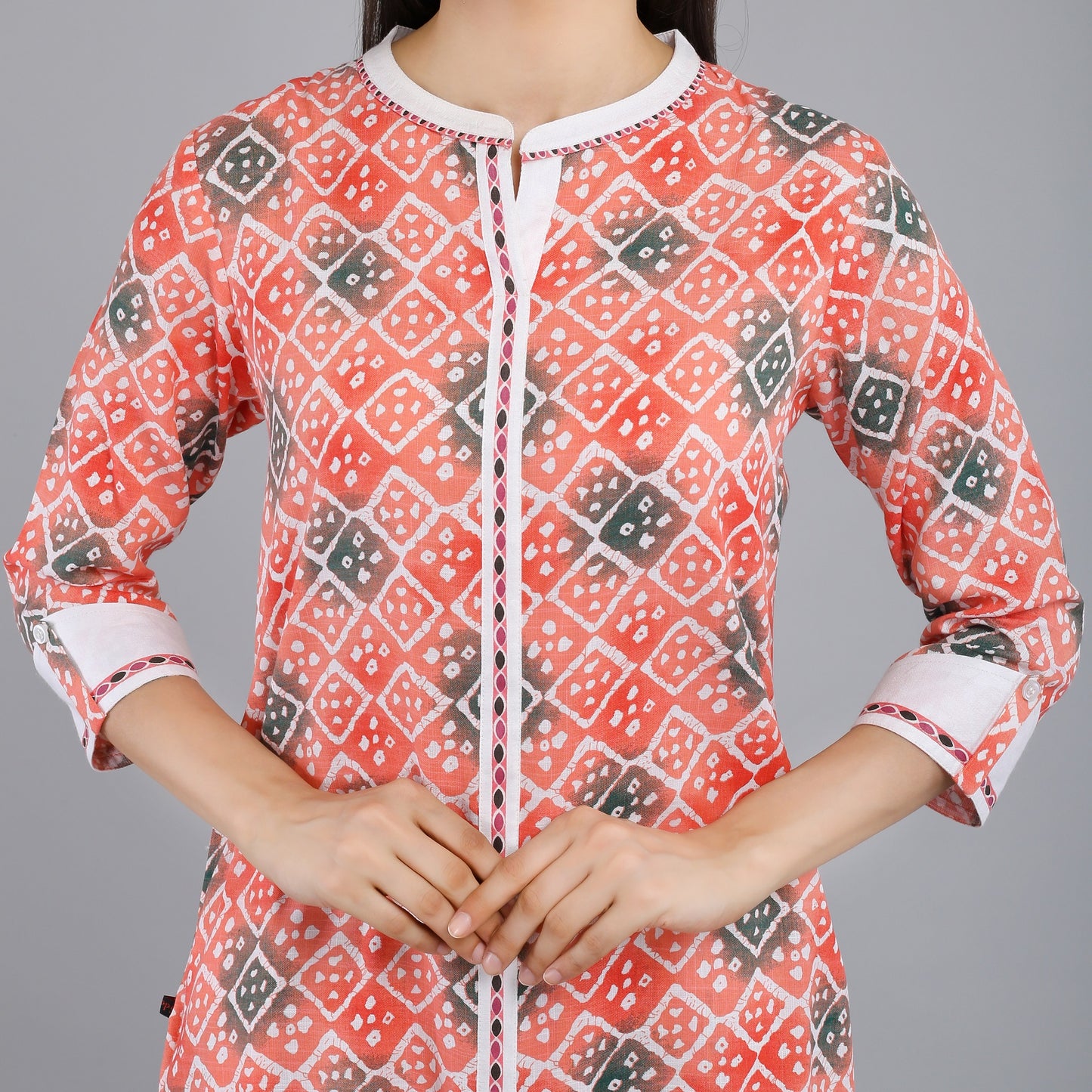 VAPPS Printed Cotton Kurta and Pant Set -  Red