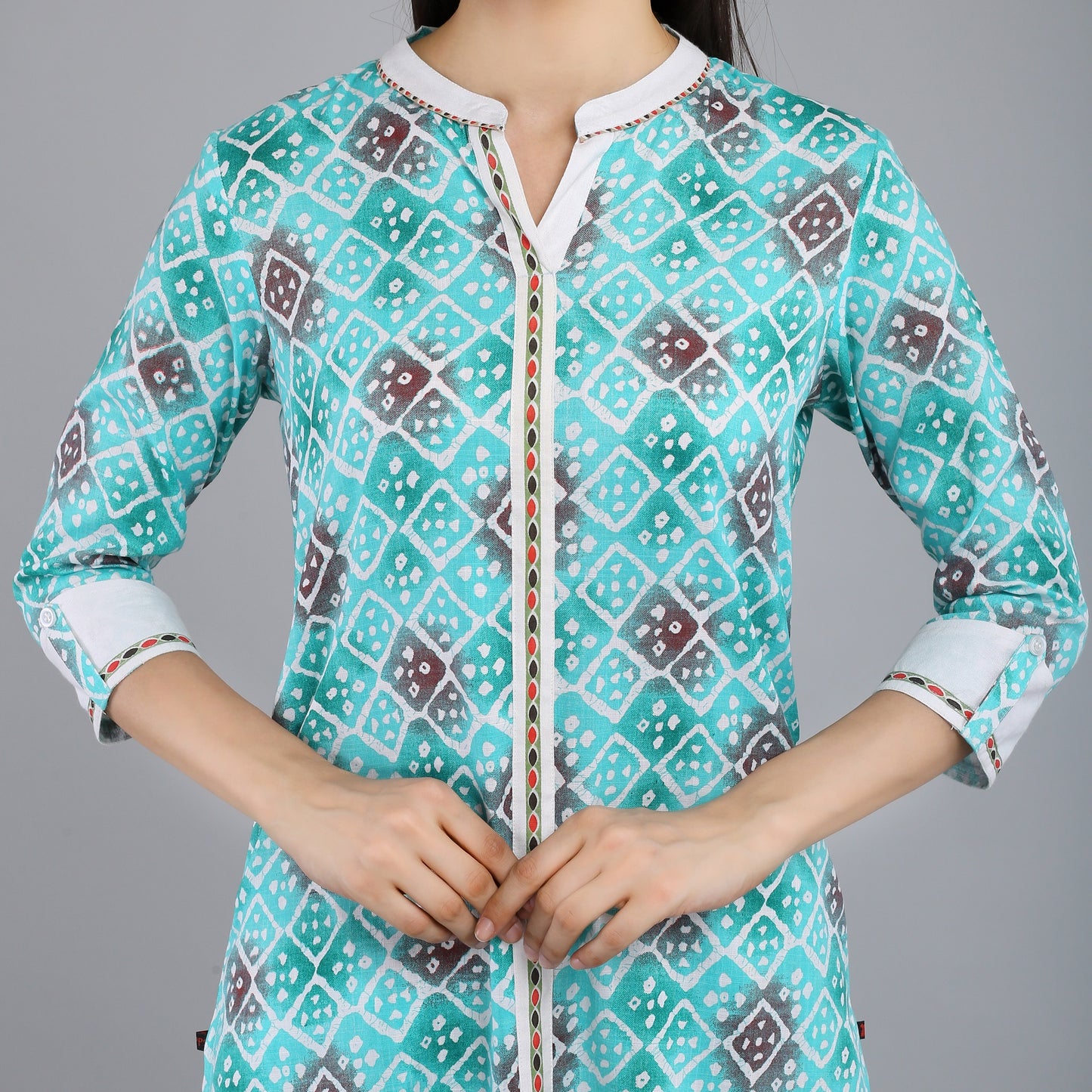 VAPPS Printed Cotton Kurta and Pant Set -  Green