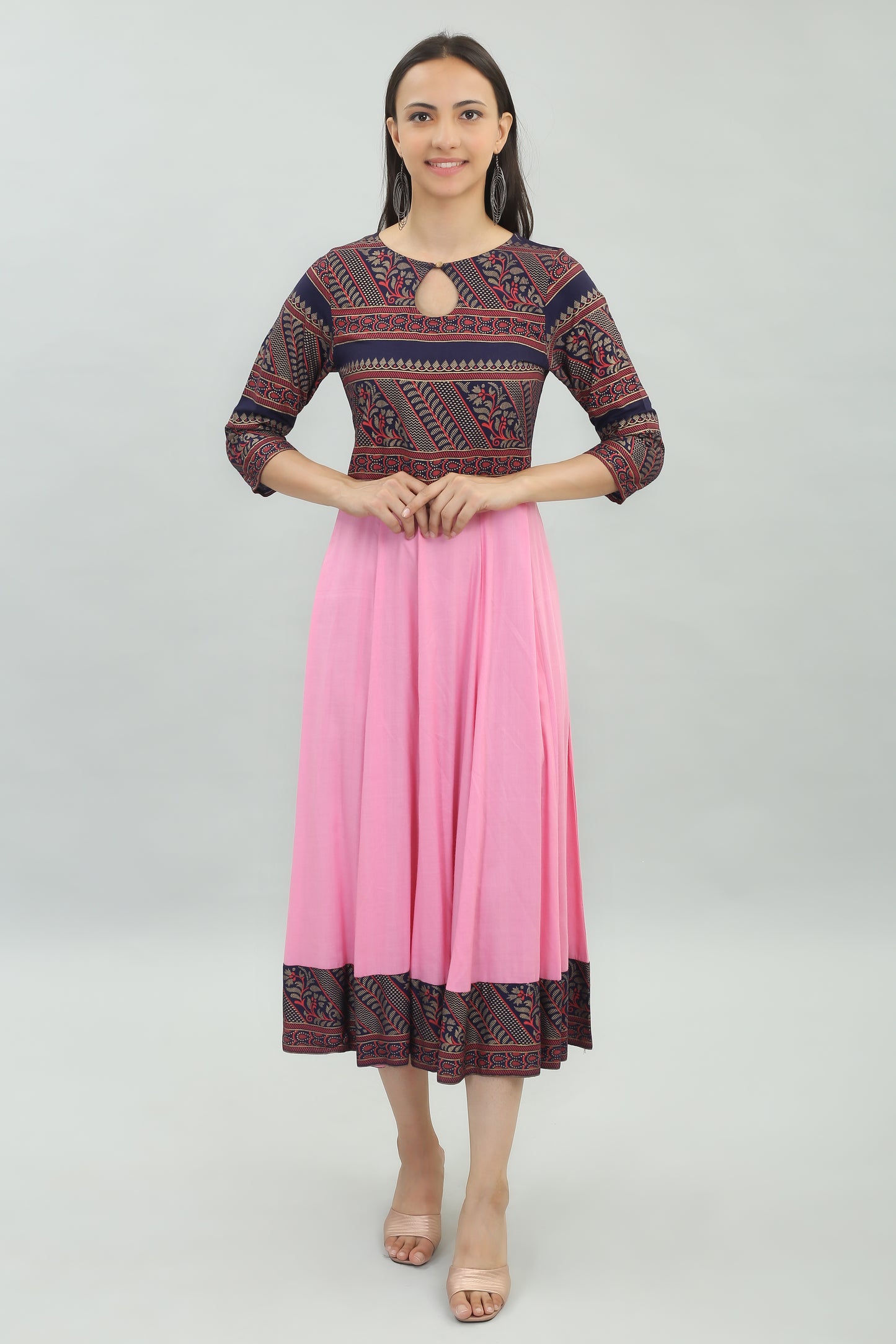 VAPPS Rayon Casual Wear Long Western Dress