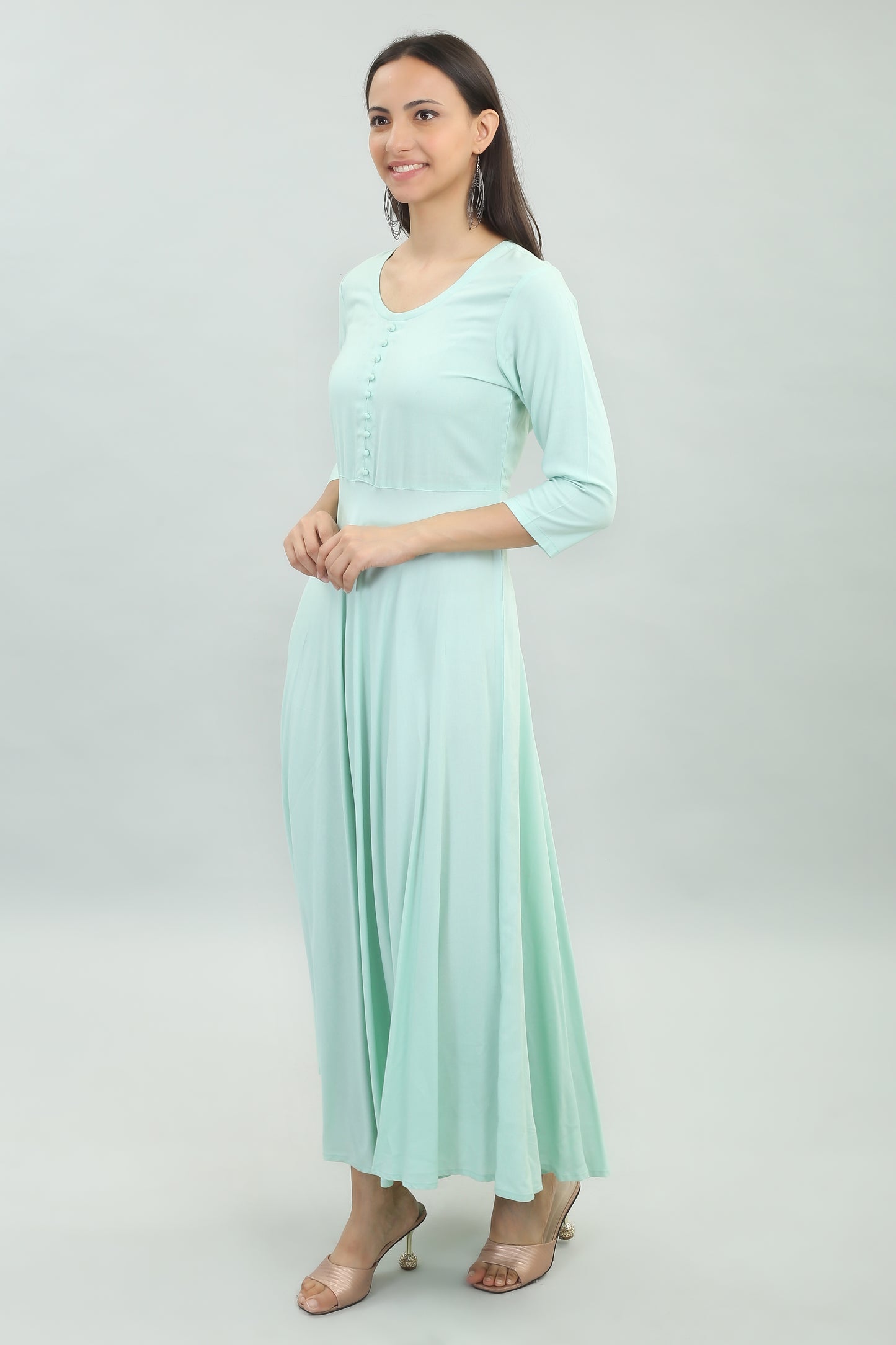 VAPPS Rayon Gown Dress - Mint