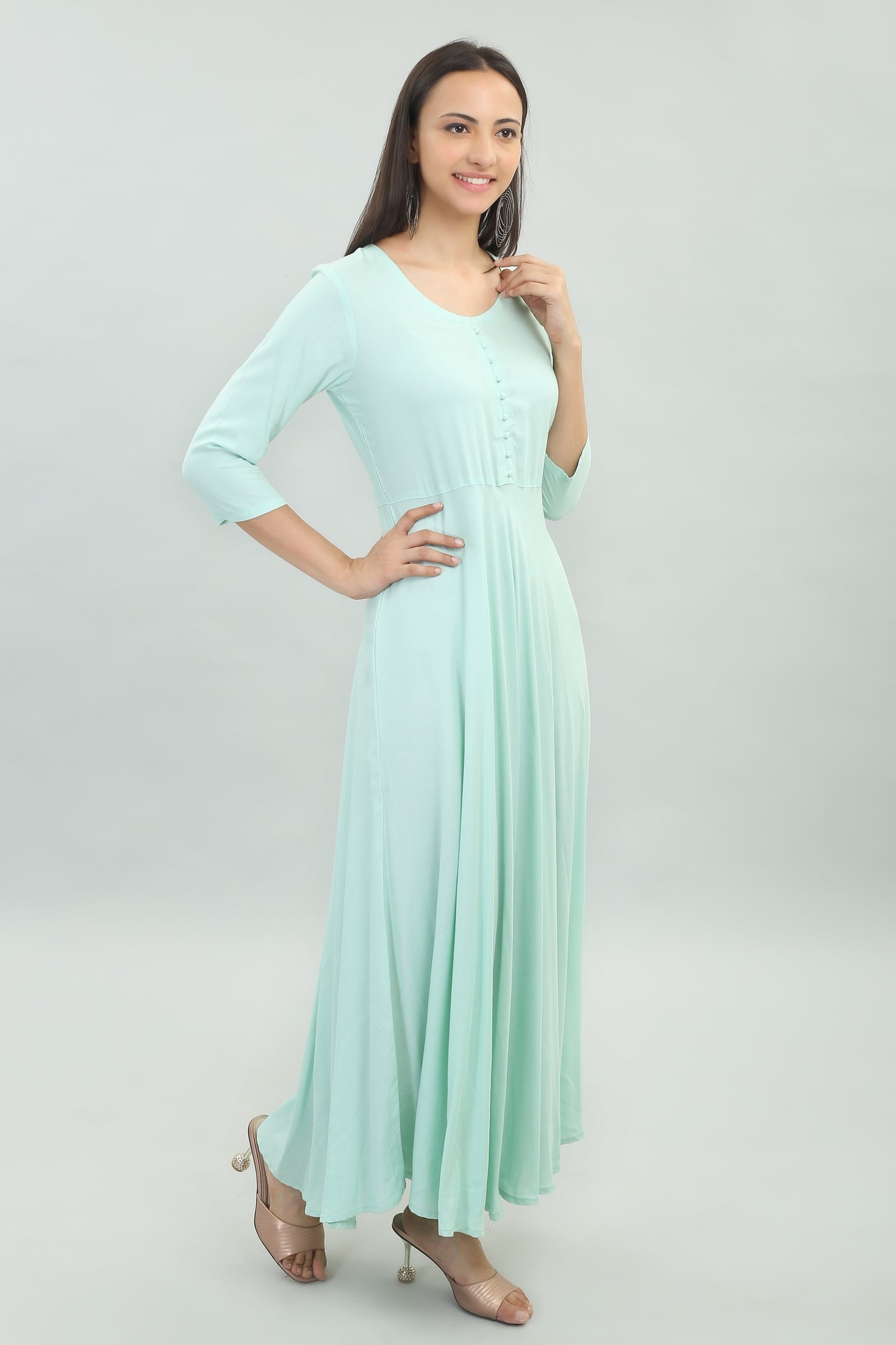 VAPPS Rayon Gown Dress - Mint